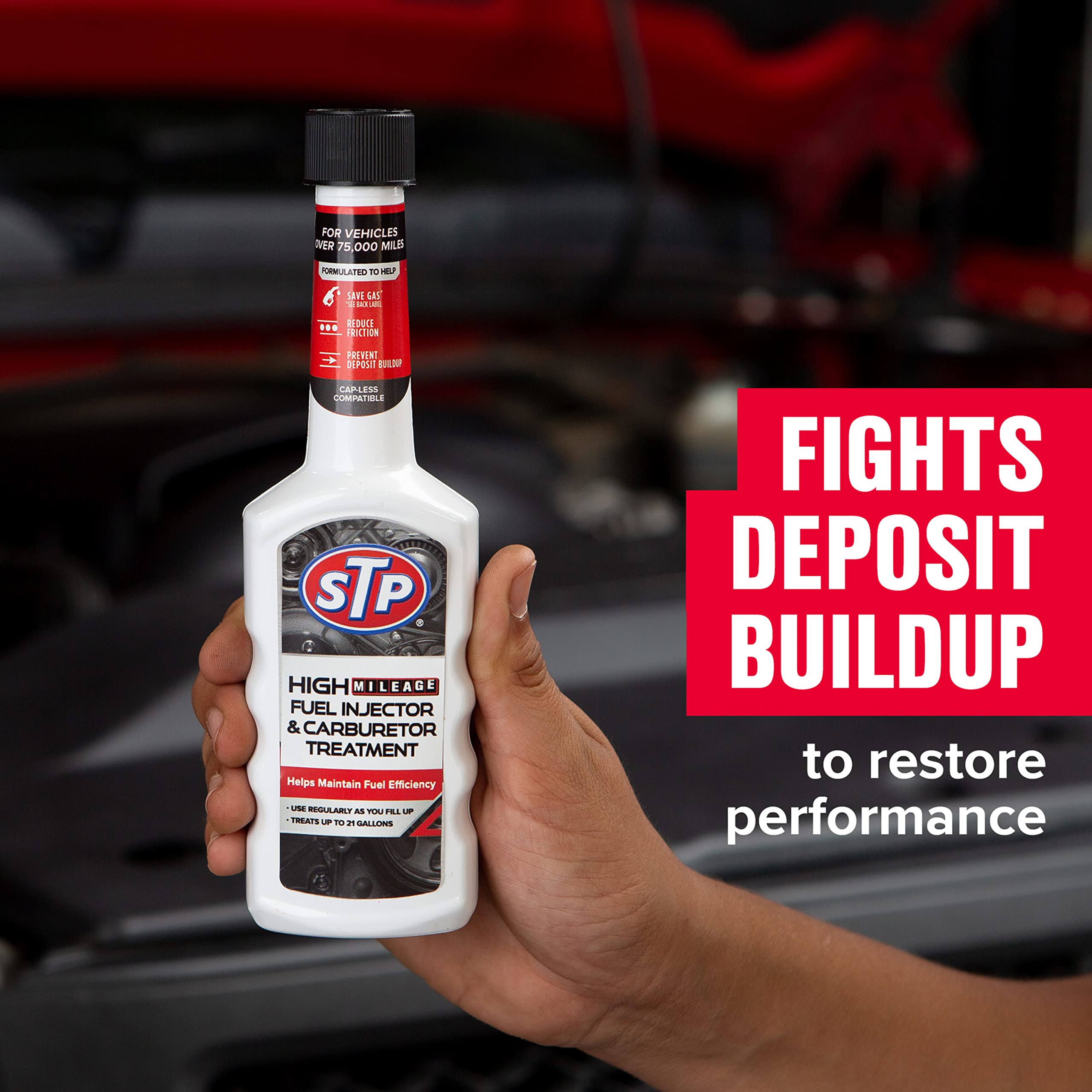 High Mileage Fuel Injector Cleaner And Carburetor Cleaner Treatment, Bottled Lubricant For Upper Cylinder, 5.25 Oz, 12 Count, Stp