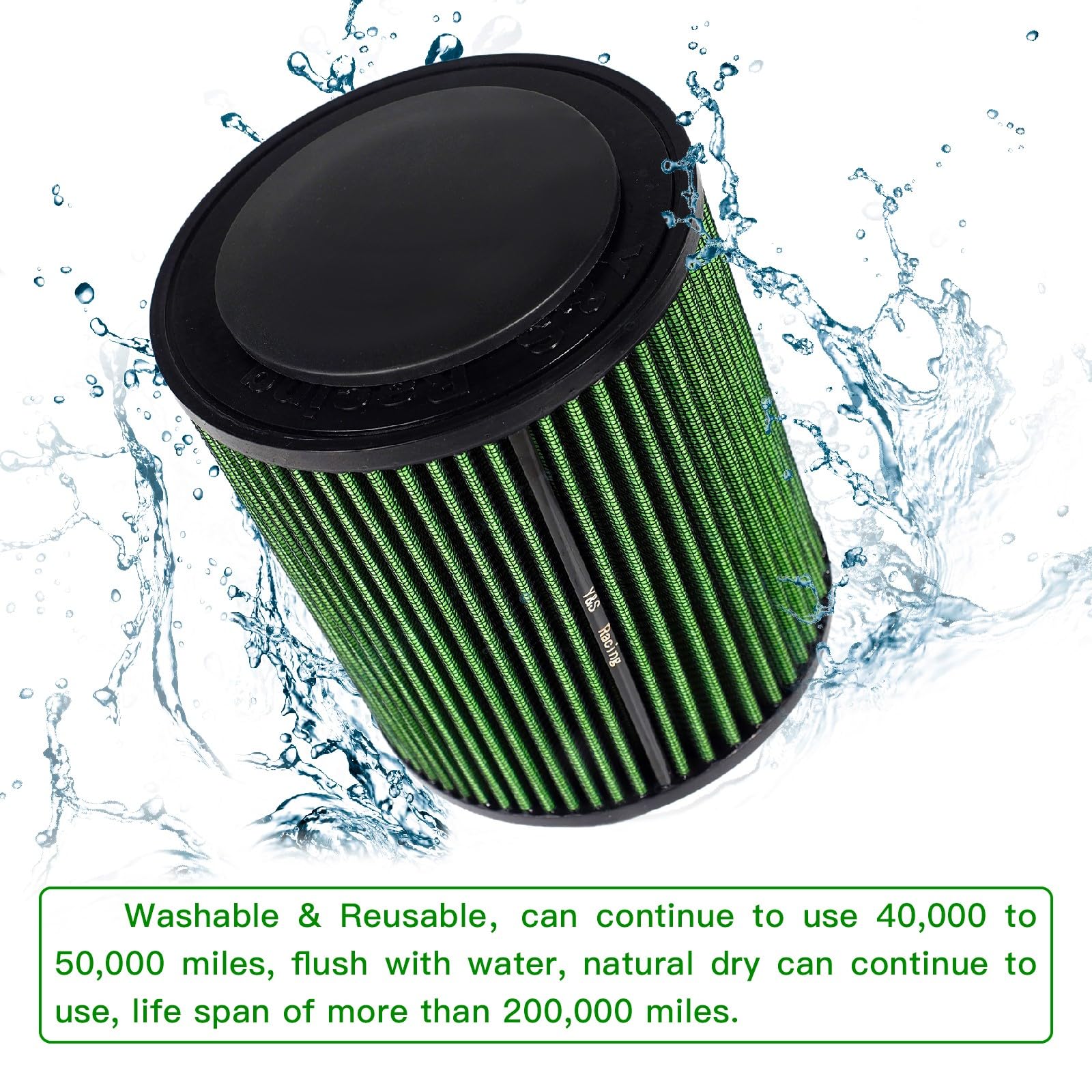 STRECOS High Performance Air Filter Intake for 2009-2018 Ford Focus ST RS, Green, Model STR-FOCUS-003