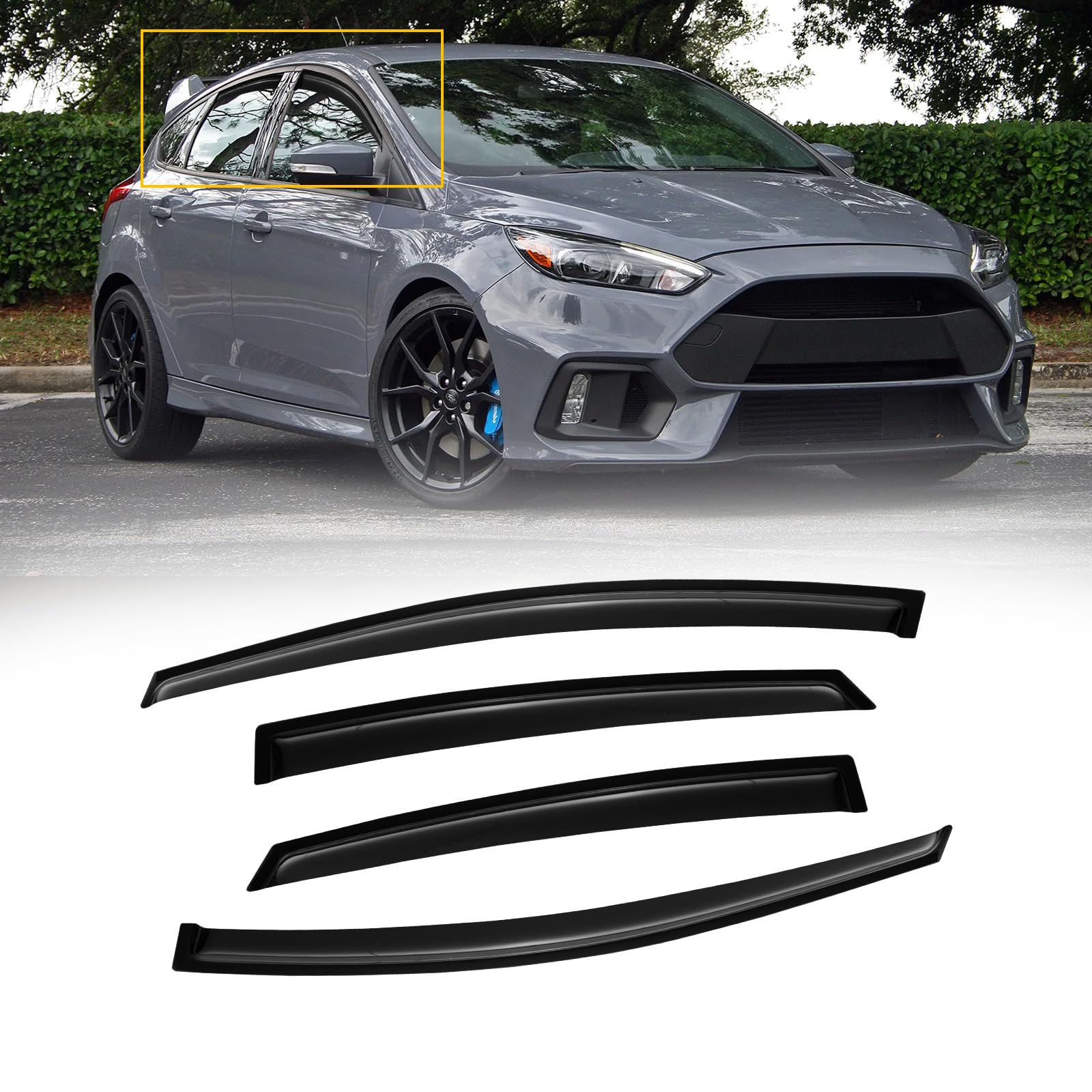 Cmvt Auto Window Visors For Ford Focus 2012-2018 Sedan & Hatchback, Rain Guards Shields Vent Shade Deflector Dark Smoke 2013 201