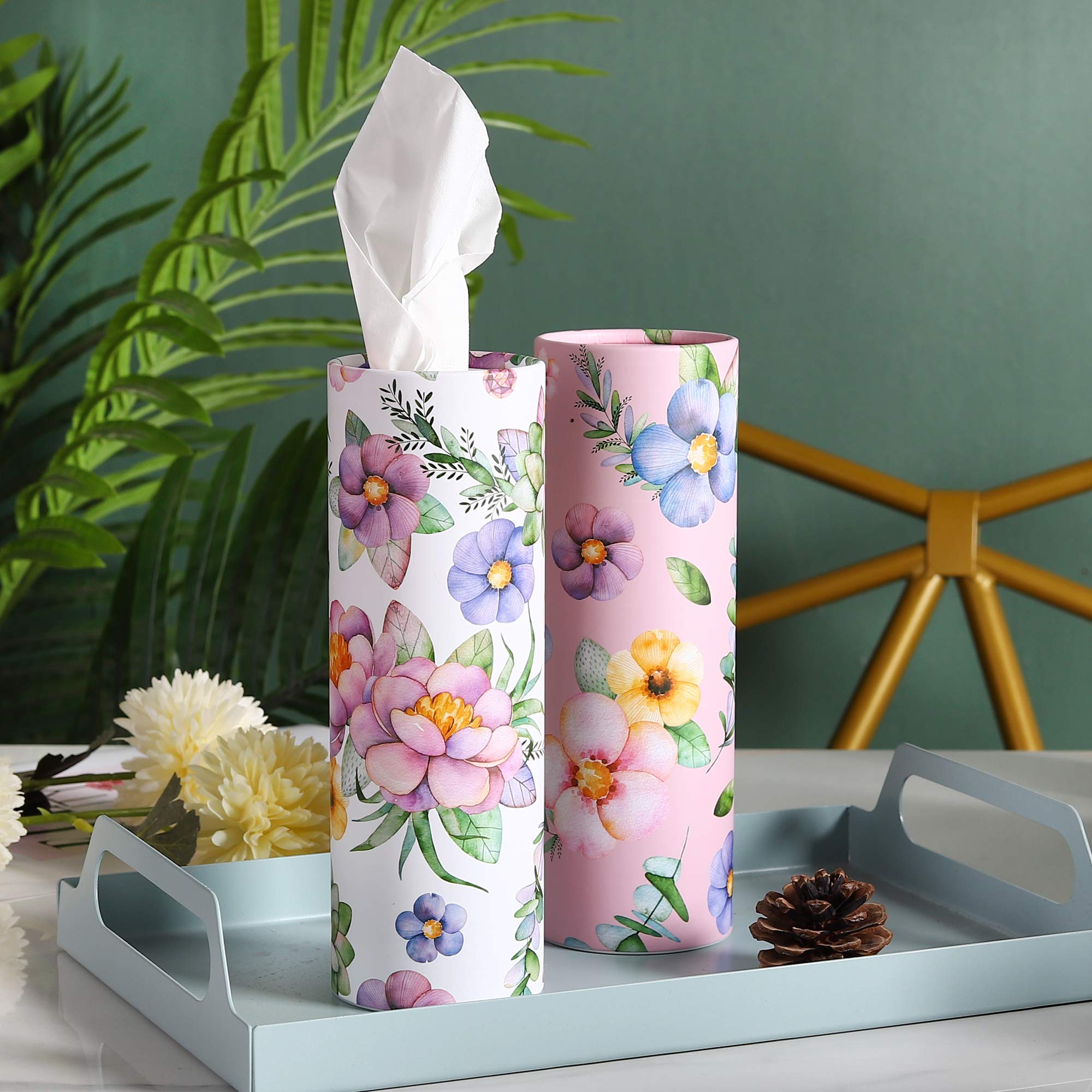 Car Tissues Holder With Facial Tissues - 4 Pk - Travel Tissue Tubes Box Container Perfect Fit For Car Cup Holder Car Tissues Cyl