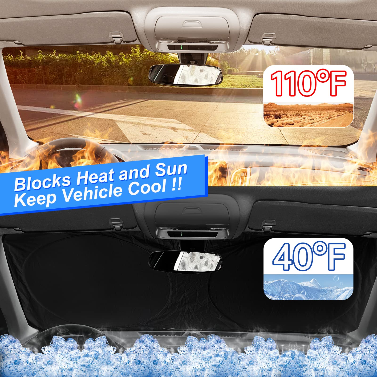 Windshield Sun Shade Sunshade For Subaru Legacy & Forester Brz Ascent For 2021 Subaru Outback Windshield Cover, Foldable Front W