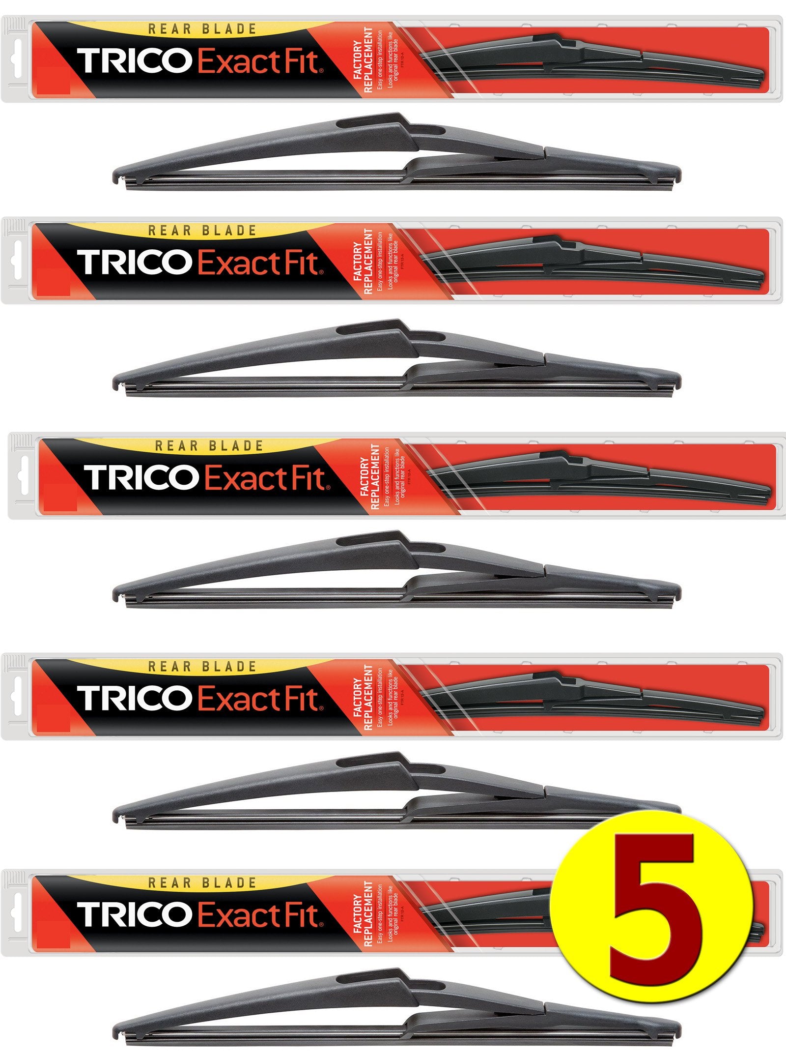5-Wiper Factory Master Case - Bulk Rear Wiper Blades For Fleets & Service Repair Shops - Trico 12-J Exact Fit Rear Wiper Blades