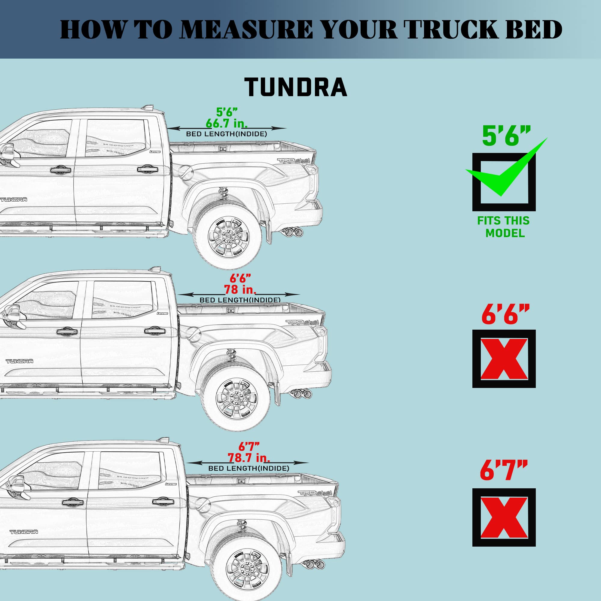 Calffree Hard Folding Truck Bed Tonneau Cover CFHT-026/Fits 2007-2021 Toyota Tundra 5' 6'' Bed (66.7'')