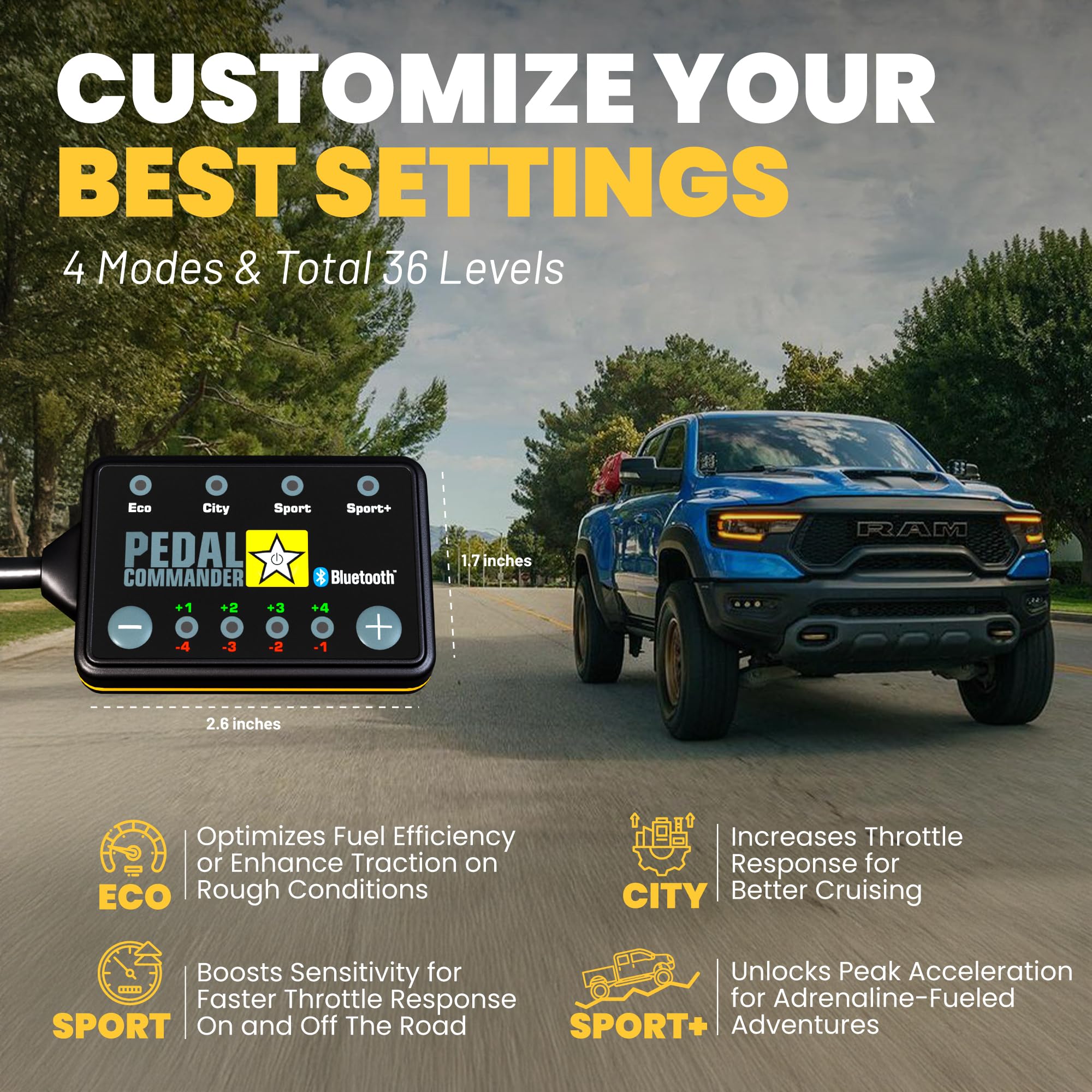 PEDAL COMMANDER Throttle Response Controller for RAM 1500 (2019-2024) - Fits 5th Gen Models, Dark Black, ABS Material