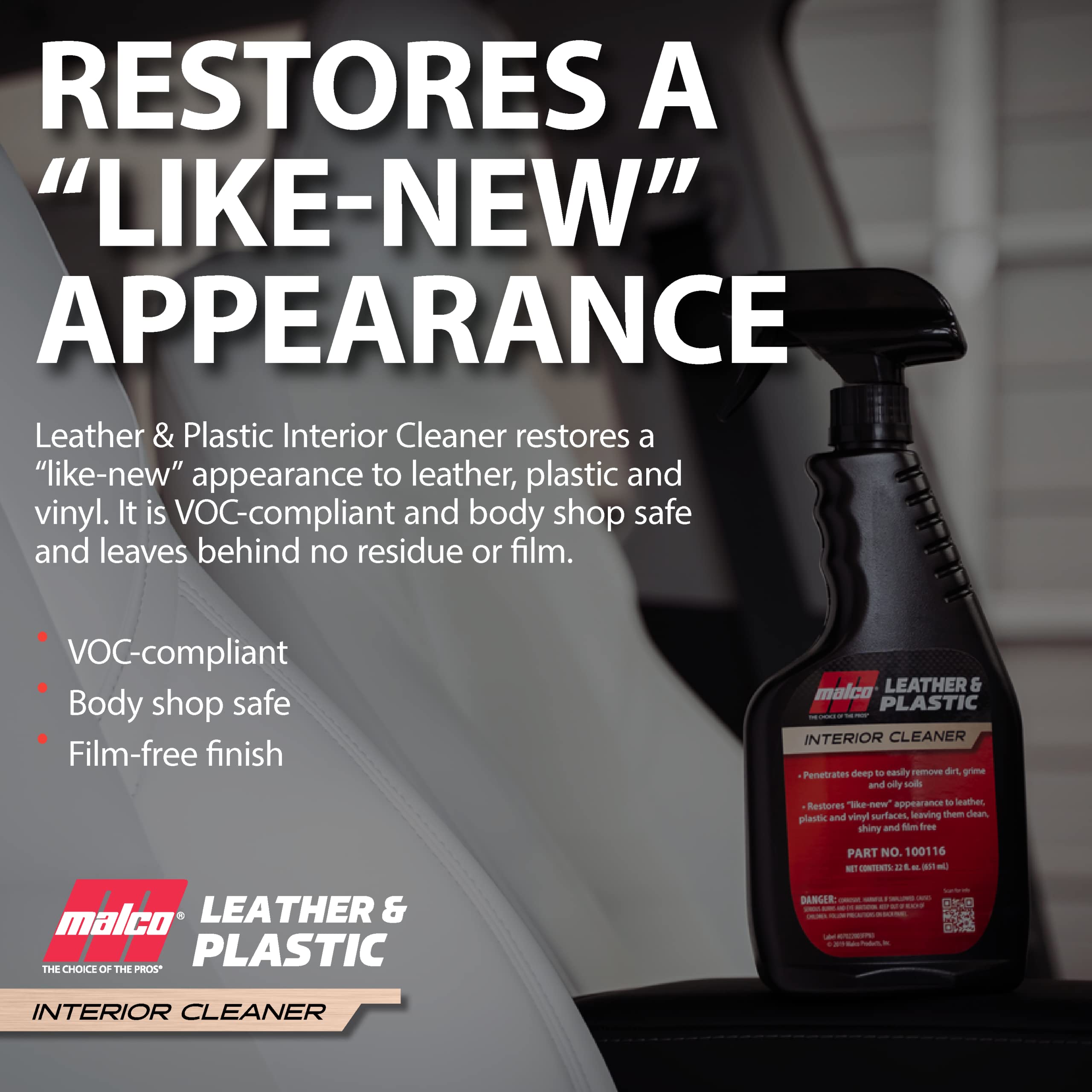 Malco Leather & Plastic Cleaner - Deep Penetrating Formula, 1 Gallon - Restores Shine & Cleanliness for Leather, Plastic, and Vinyl