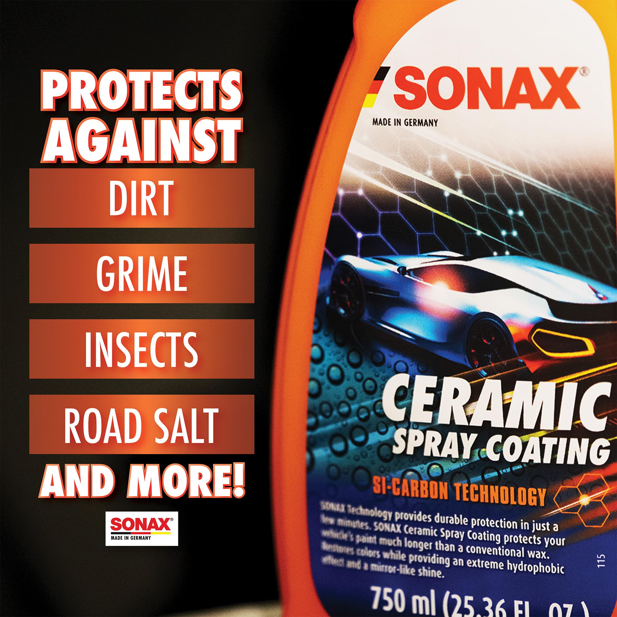 Sonax Ceramic Spray Coating 257400 | 750ml | Durable Ceramic Technology | White | Hydrophobic & Easy to Apply for All Paint Surfaces