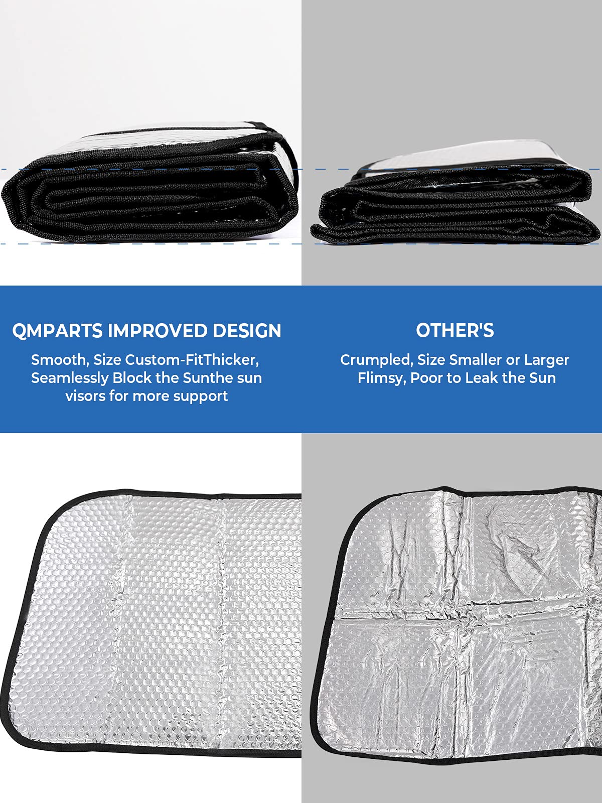 Qmparts Upgraded Windshield Sunshade Compatible With Wrangler Jl & Gladiator Jt, Foldable Sun Visor Windshield Blocks Uv Rays, Window Sun Shade Shield Protector Compatible With Wrangler Jlu 2018-2024