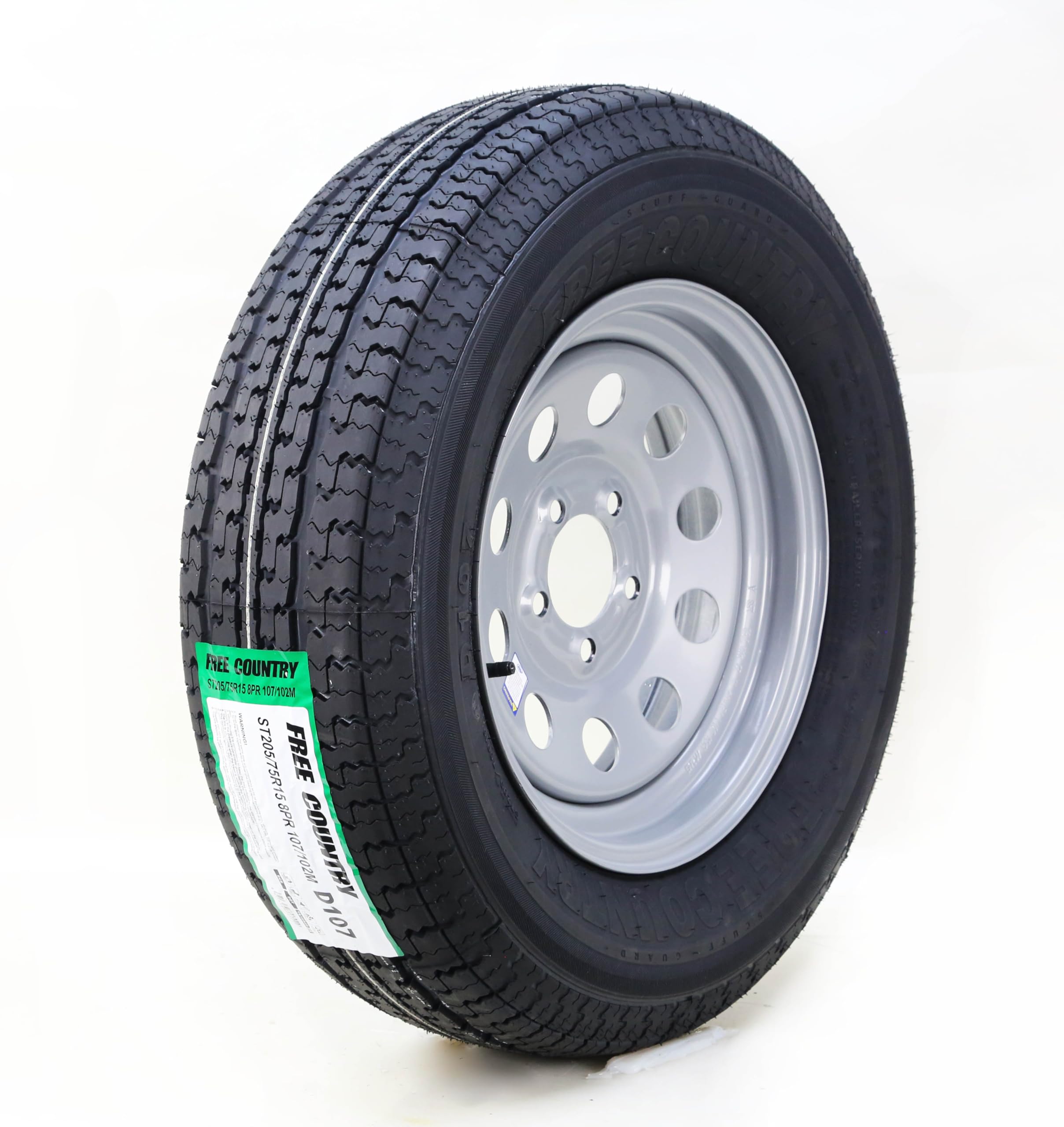 Free Country Trailer Tire Wheel Assembly ST185/80R13 6-Ply C 94M 5 Lug on 4.5 '' PCD Silver Mod Rim