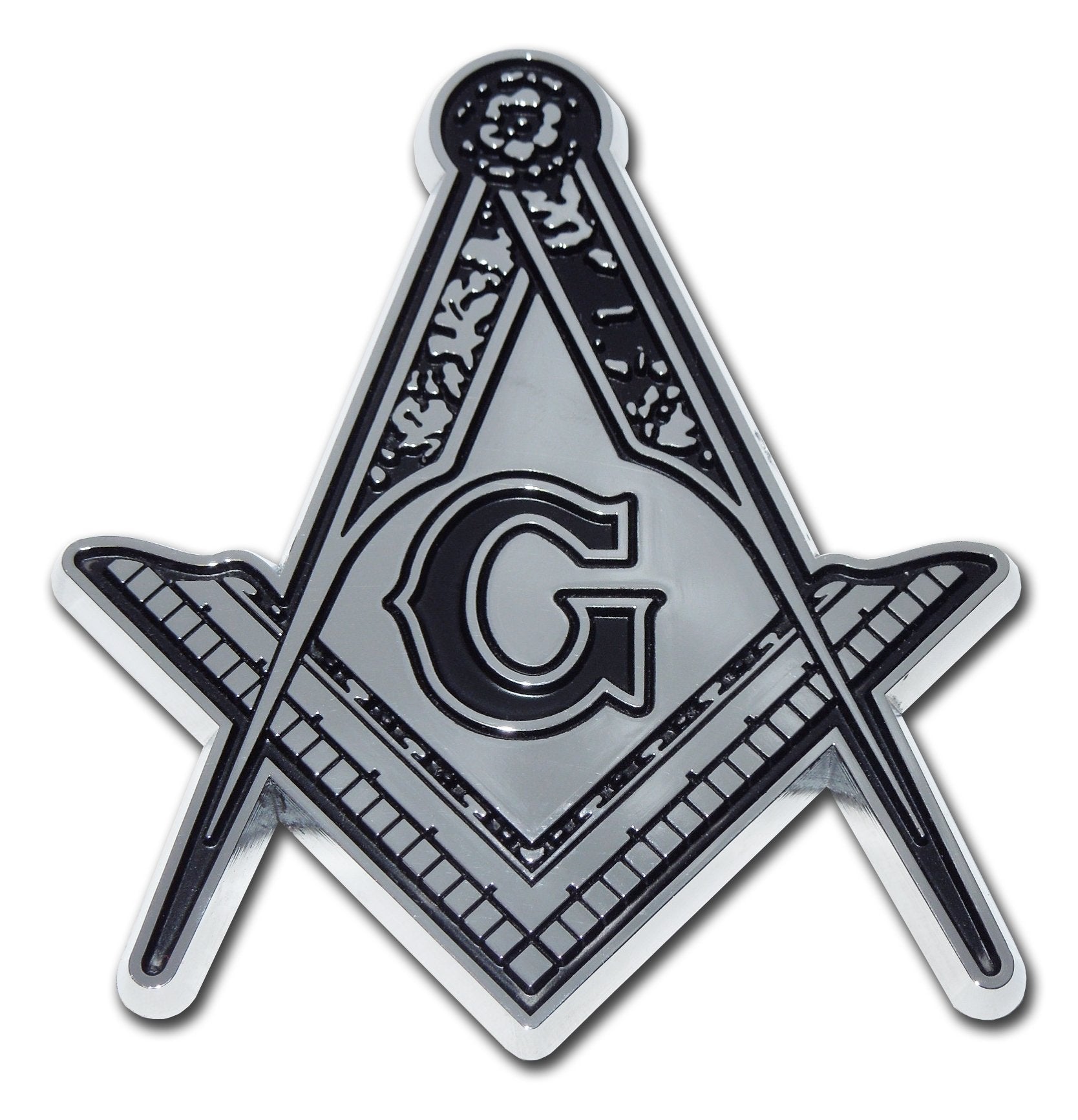 Masonic Square And Compasses Detailed Chrome Auto Emblem