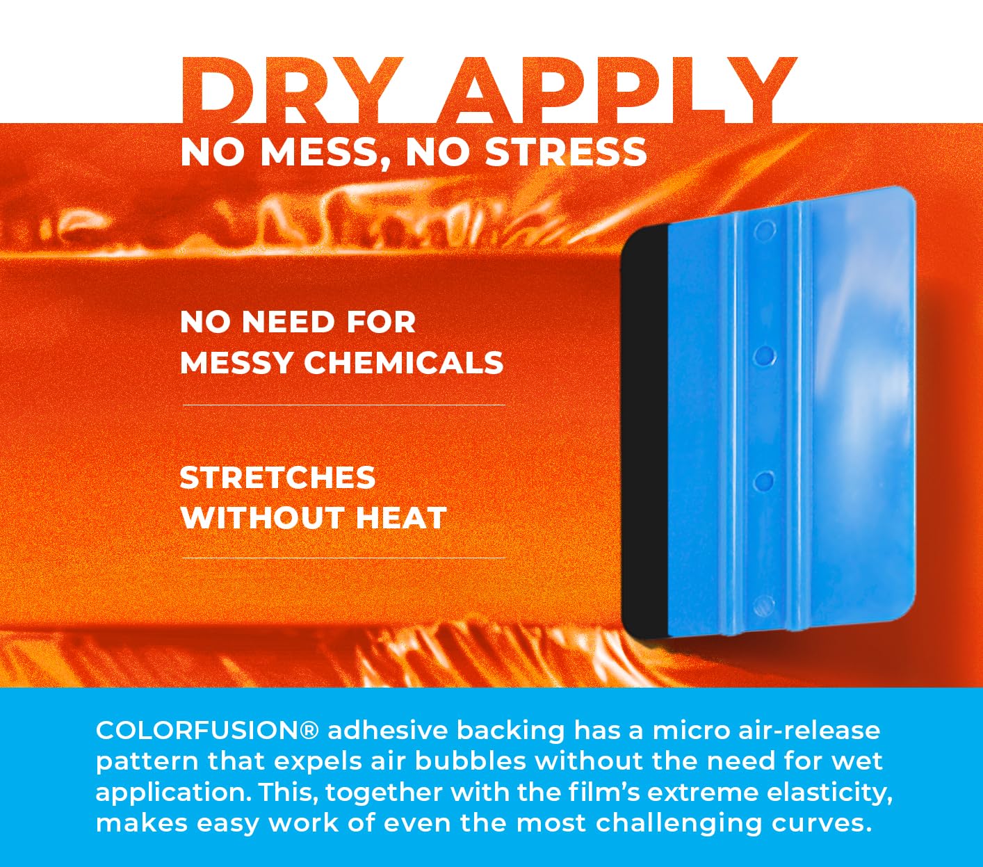 Colorfusion Ppf By Vvivid, Gloss Flame Orange Dry Apply Ppf Vinyl Car Wrap Roll 1Ft X 5Ft