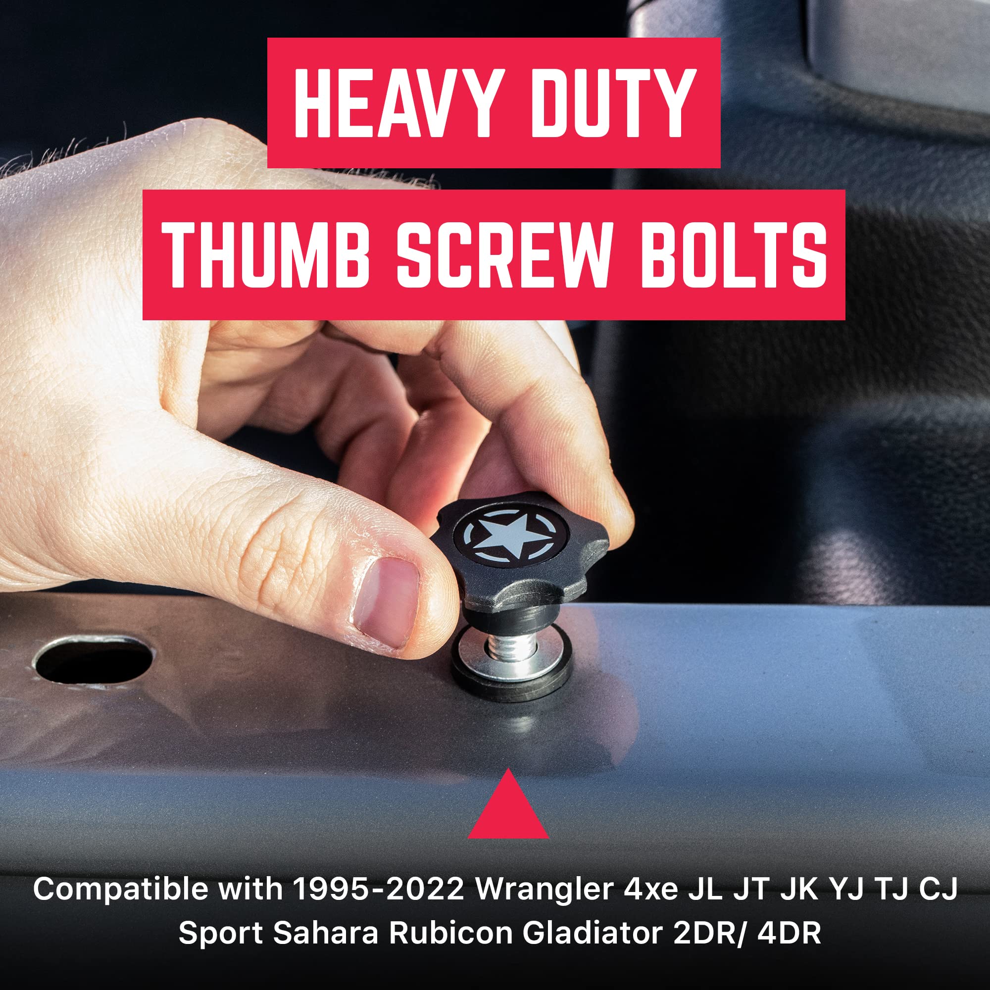 GPCA - GP Star Thumb Screws and D-Plates Set, Easy-to-Install M8 Bolt & Tie Downs, for Quick Cargo Cover Installation, Jeep Wran