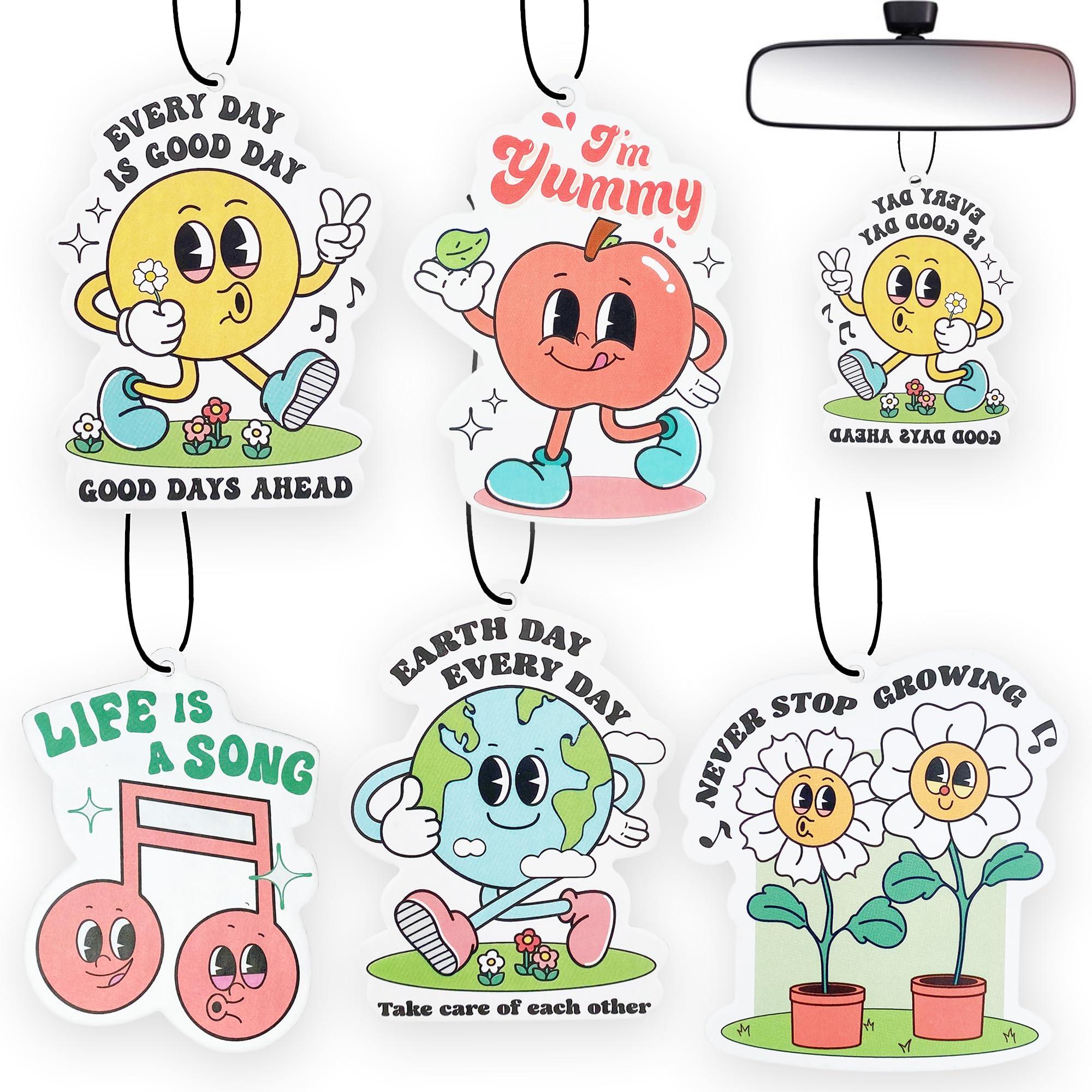 Car Air Fresheners - Retro Cute Car Interior Accessories Hanging Scents Kawaii Freshener Automotive Room Decor for Women Teen Gi