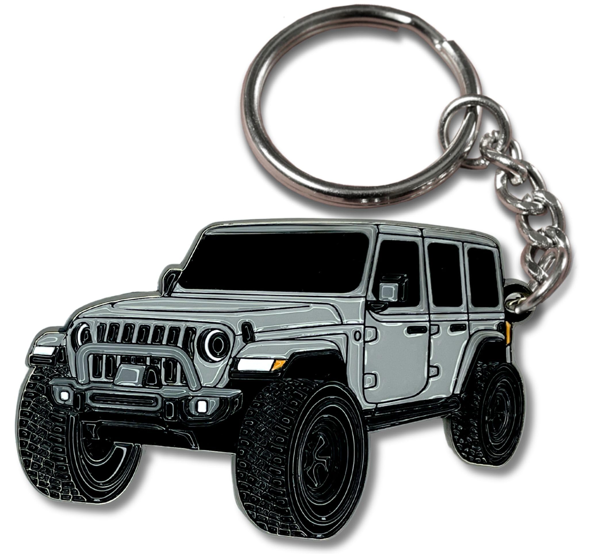 FOUR WHEEL BEAST Jeep Wrangler Keychain - Officially Licensed Jeep Rubicon Accessories JL Key Chain JKU 2024 2023 (Sting-Gray/Si