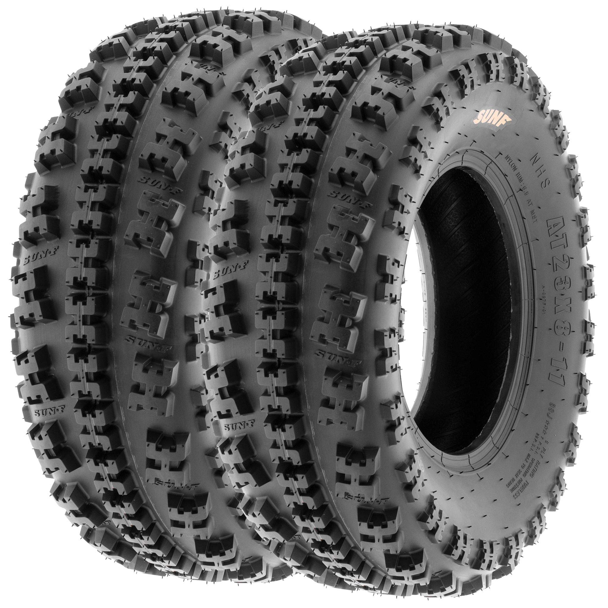 SunF 21x7-10 Front & 20x10-10 Rear ATV UTV Knobby Sport Tires,6 PR Tubeless A027, Set of 4