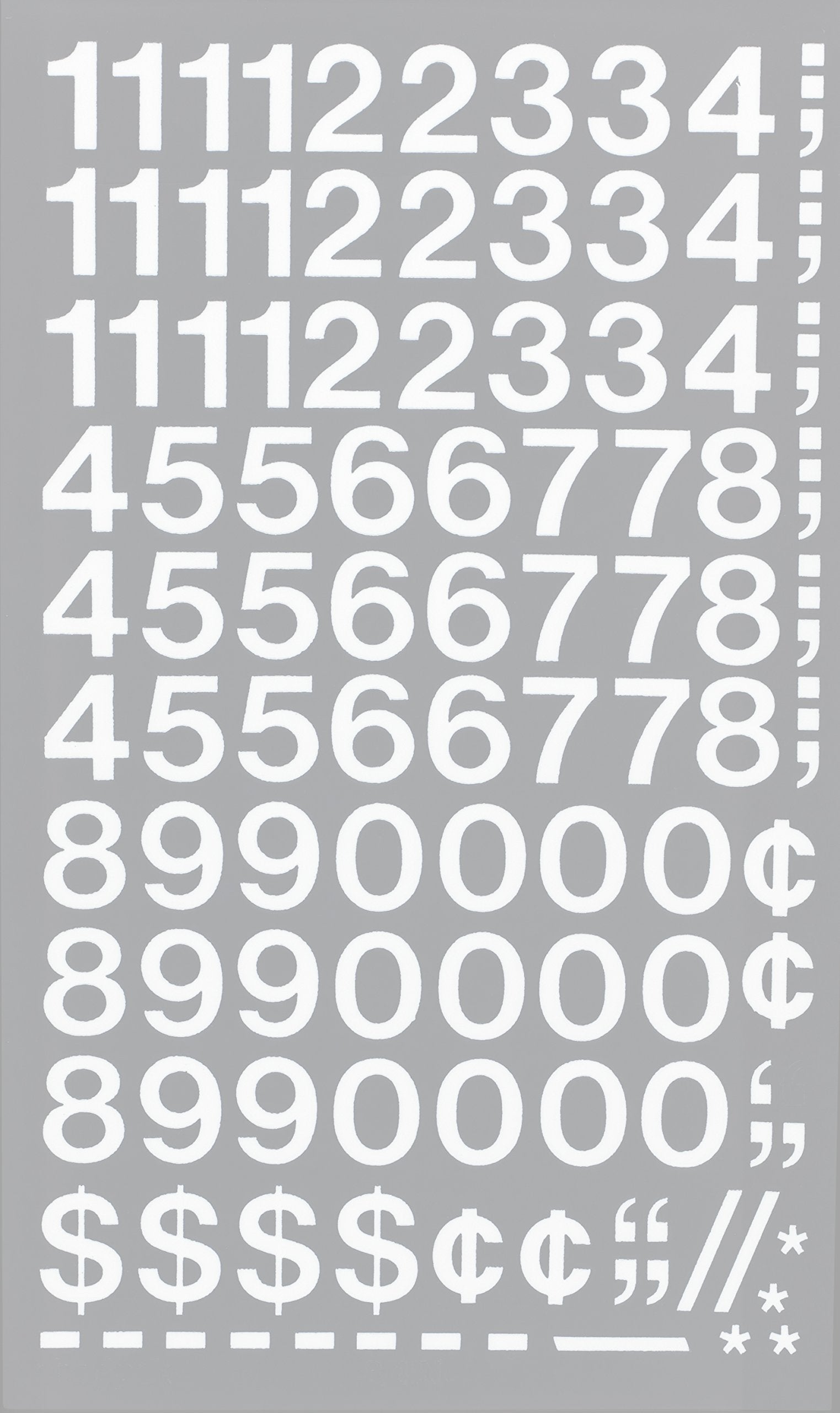 Chartpak Self-Adhesive Vinyl Numbers, 3/4" High, White, 72 Count, Model 01126