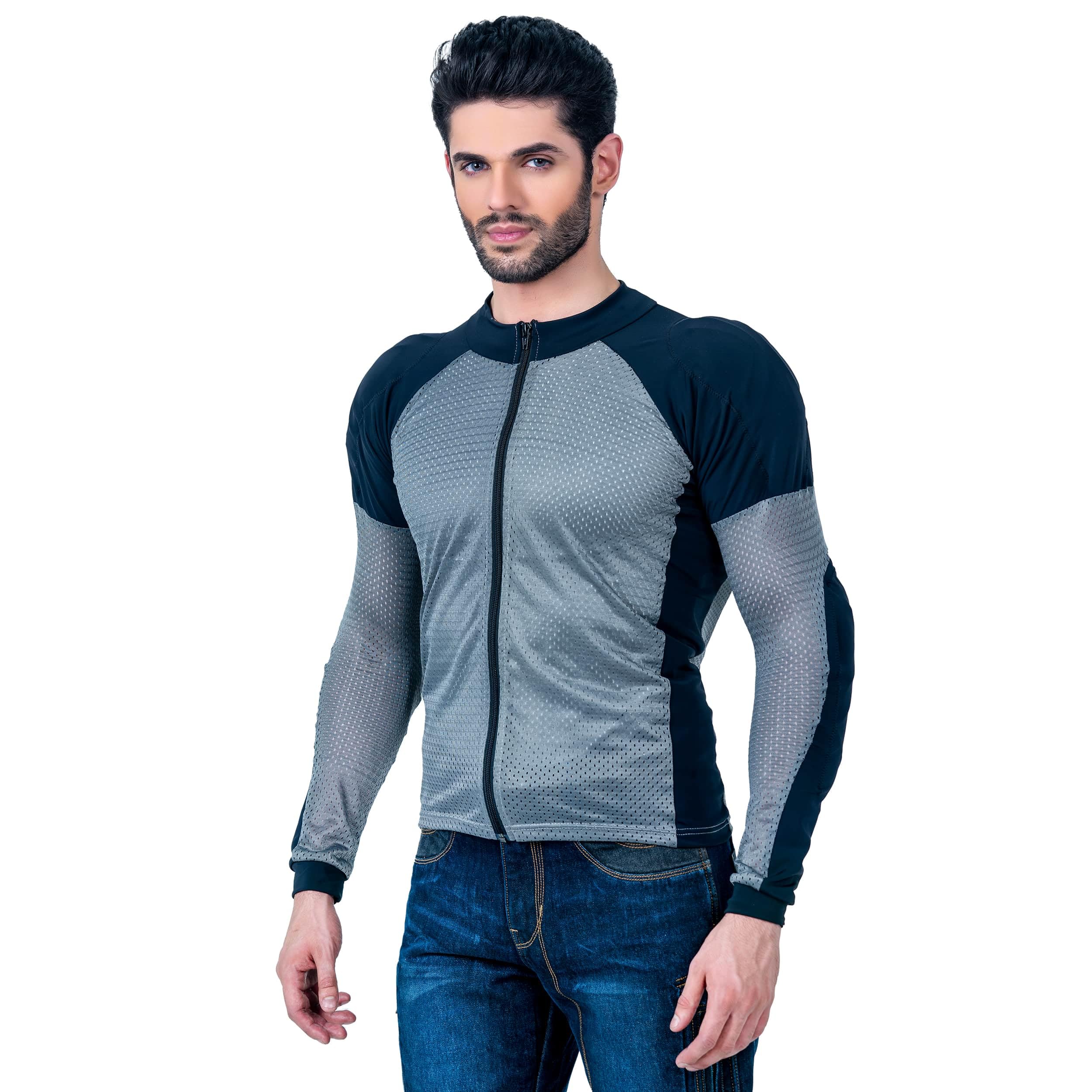 WICKED STOCK Men's Motorcycle Protective Mesh Shirt, Gray, XX-Large, CE Level 2 Protection, Removable Armor, Polyester