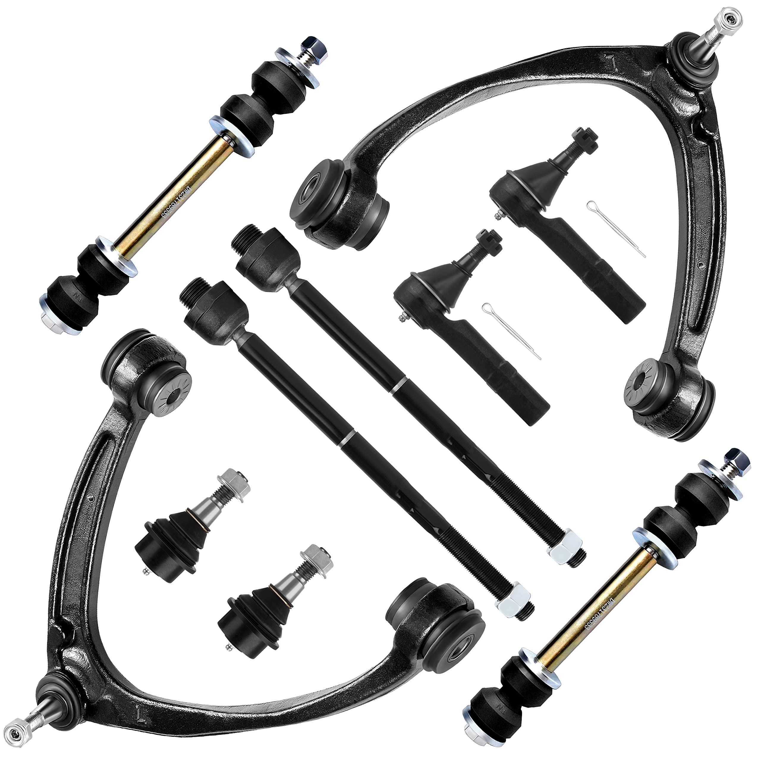 SCITOO 10pcs Front Suspension Kit Upper Control Arm Tie Rod Ends Sway Bar Links Lower Ball Joints Fit 2007-2013 For Chevy Silver