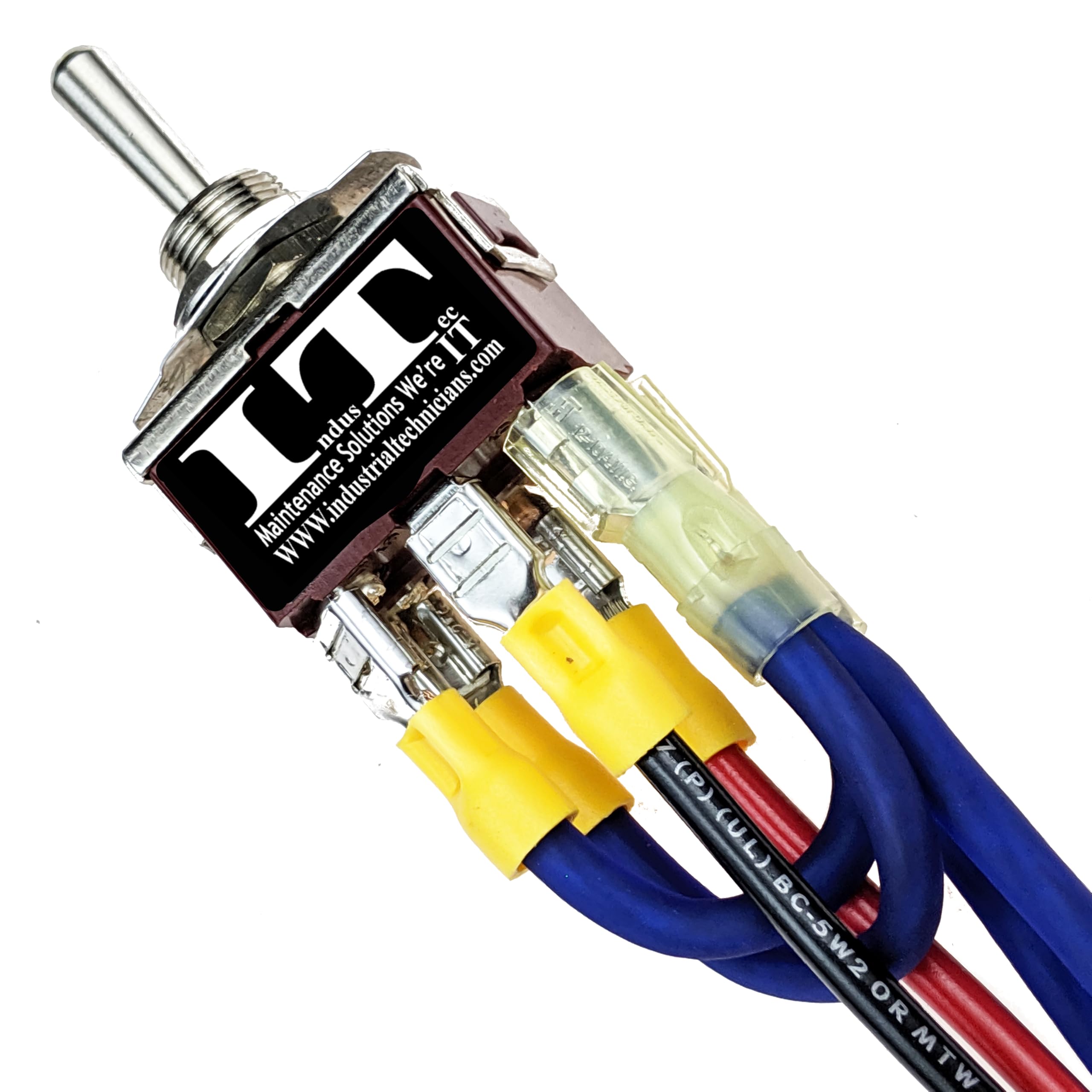 INDUSTEC Wired DPDT Toggle Switch, 20A 12V Momentary Reverse Polarity, Metal & Plastic, 1.25" x 0.875" x 10",