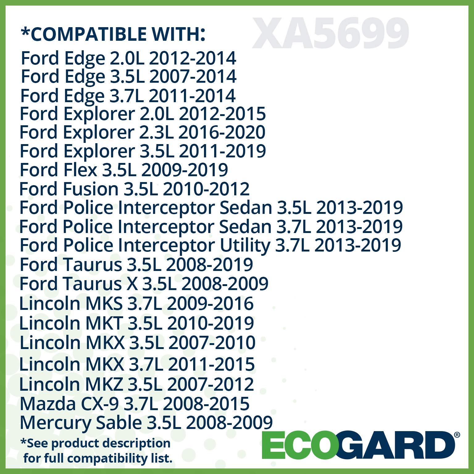 ECOGARD XA5699 Premium Engine Air Filter Fits Ford Explorer 3.5L 2011-2019, Edge 3.5L 2007-2014, Taurus 3.5L 2008-2019, Flex 3.5