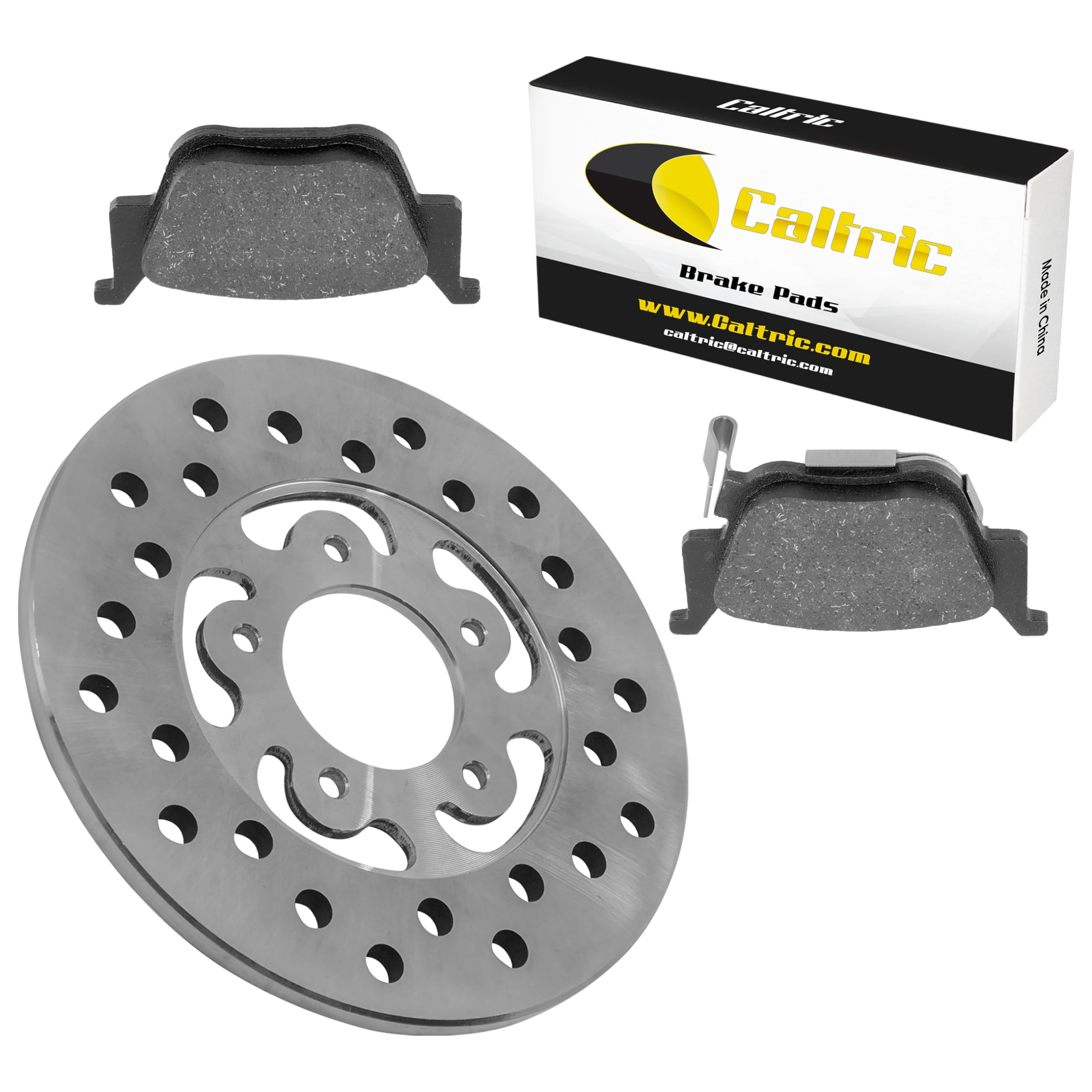 Caltric Rear Brake Disc Rotor with Brake Pads Compatible with Honda Pioneer 700 SXS700M2 SXS700M4 2014-2024