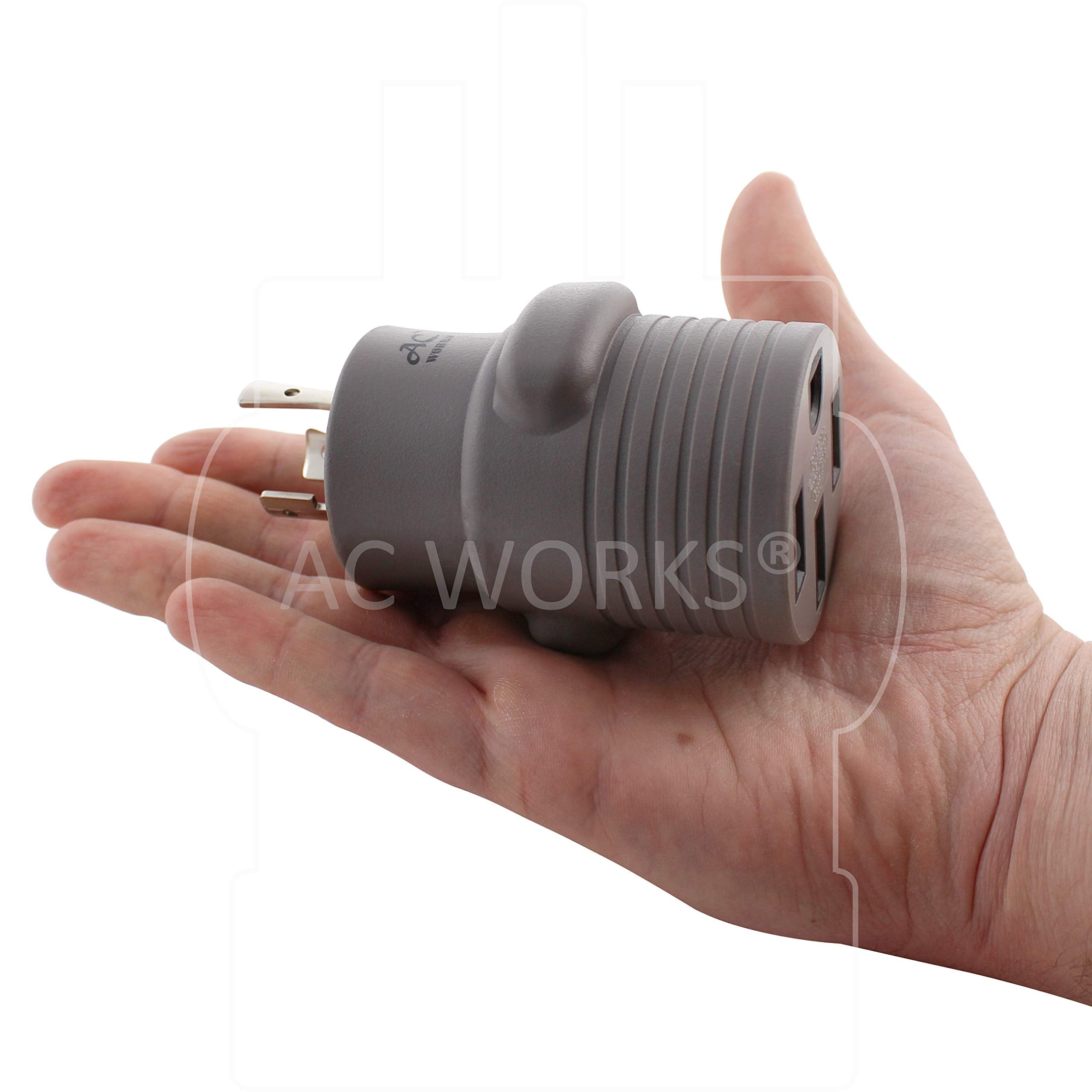 Ac Works Ev Charging Adapter For Tesla Use (L6-20 20A 250V 3-Prong To Tesla- Straight)