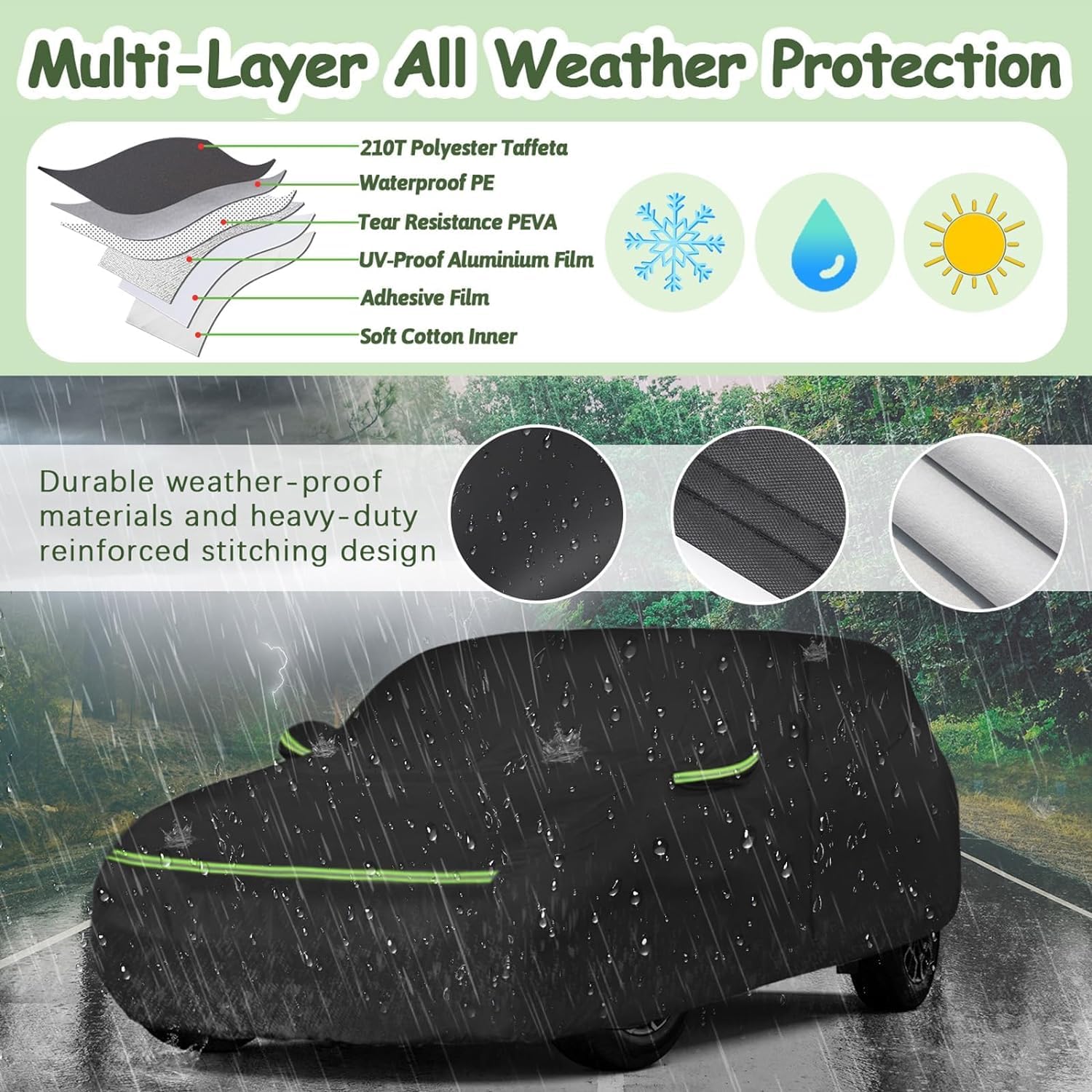 Car Covers For 2002-2025 Mini Cooper/Cooper S/Hardtop/Convertible 2-Door, 210T Waterproof All Weather Cooper Full Car Cover Outd