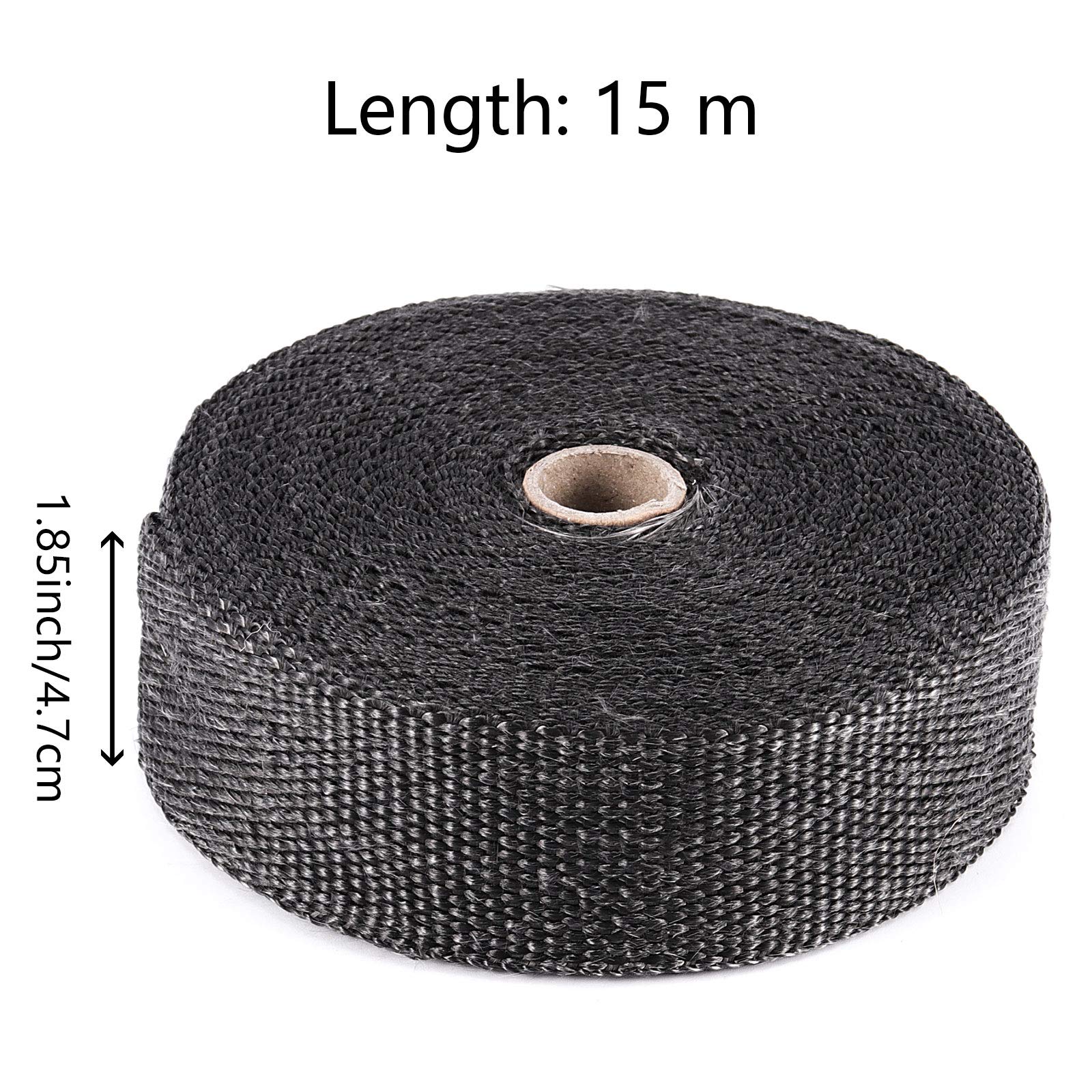 ZOENHOU 2 Rolls 2 Inch x 50 Feet Exhaust Heat Header Wrap, Fiberglass Pipe Wrap with 20 Stainless Ties, Black Exhaust Heat Shiel