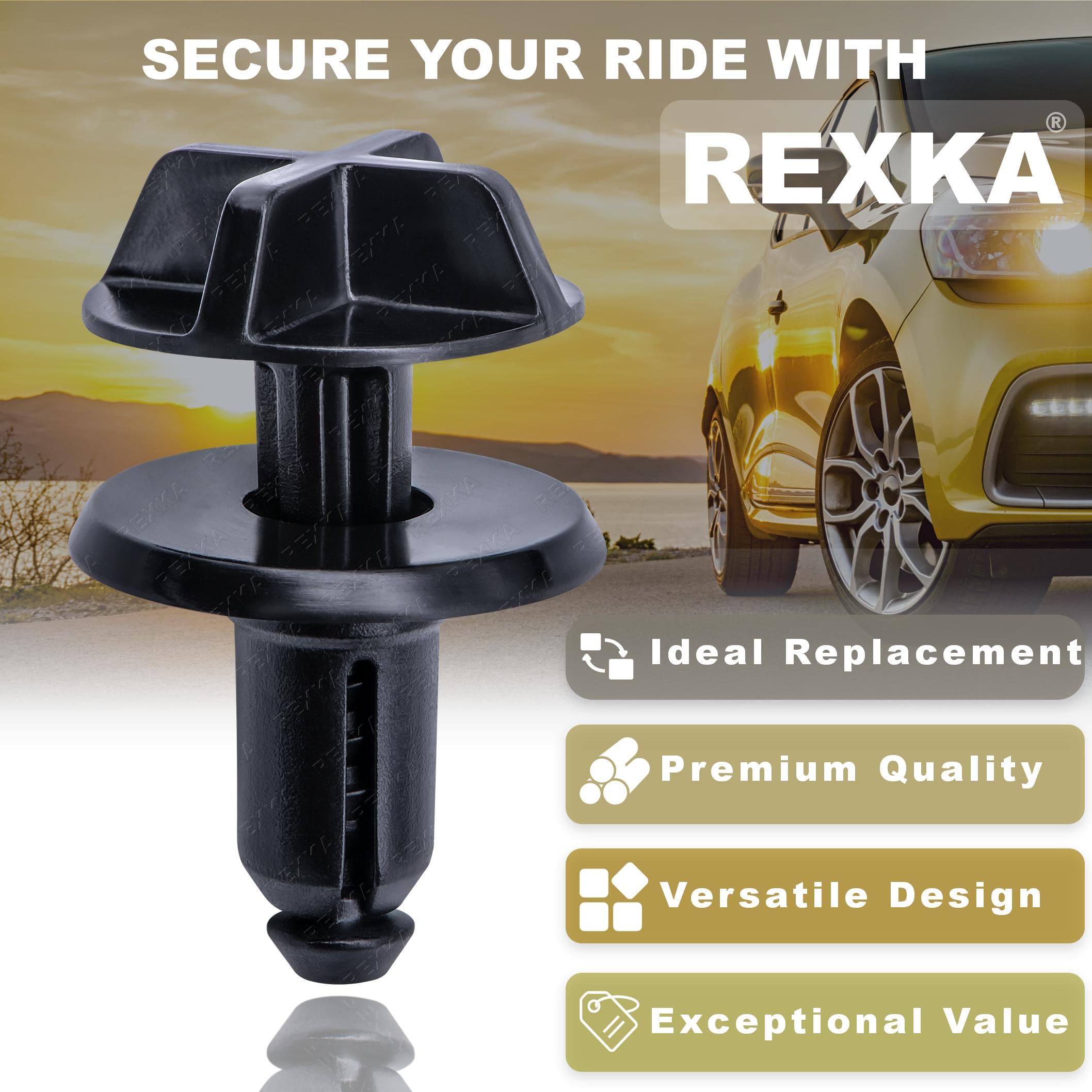 Rexka 15Pcs Fender Liner Rivet Radiator Sight Shield Push-Type Retainer Compatible With Ford W716510-S300 F-150 Mustang Fusion A