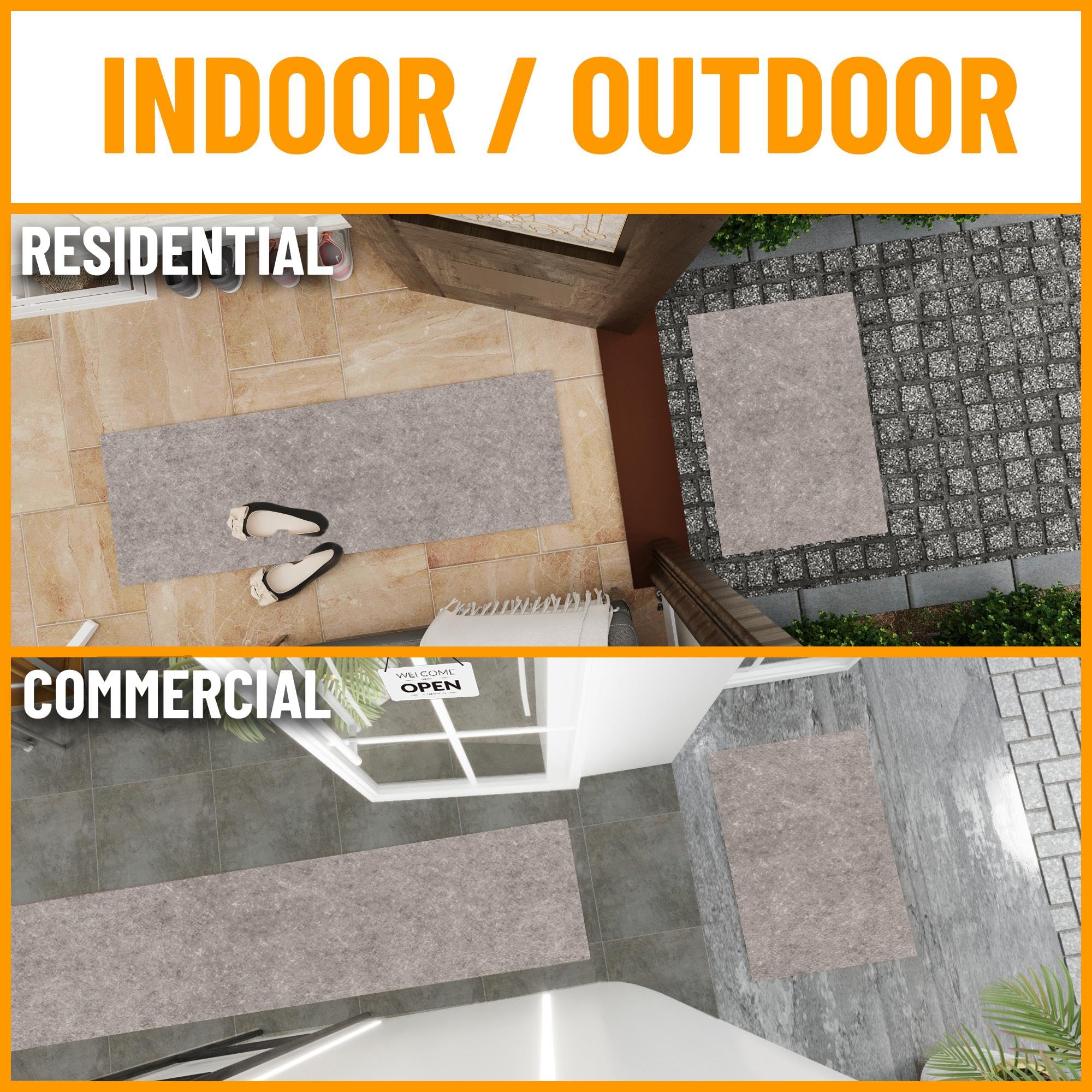 Ottomanson Solid Design Non-Slip Rubberback 3X7 Indoor/Outdoor Runner Rug For Hallway, Kitchen, Living Room, Garage, Patio, 3' X