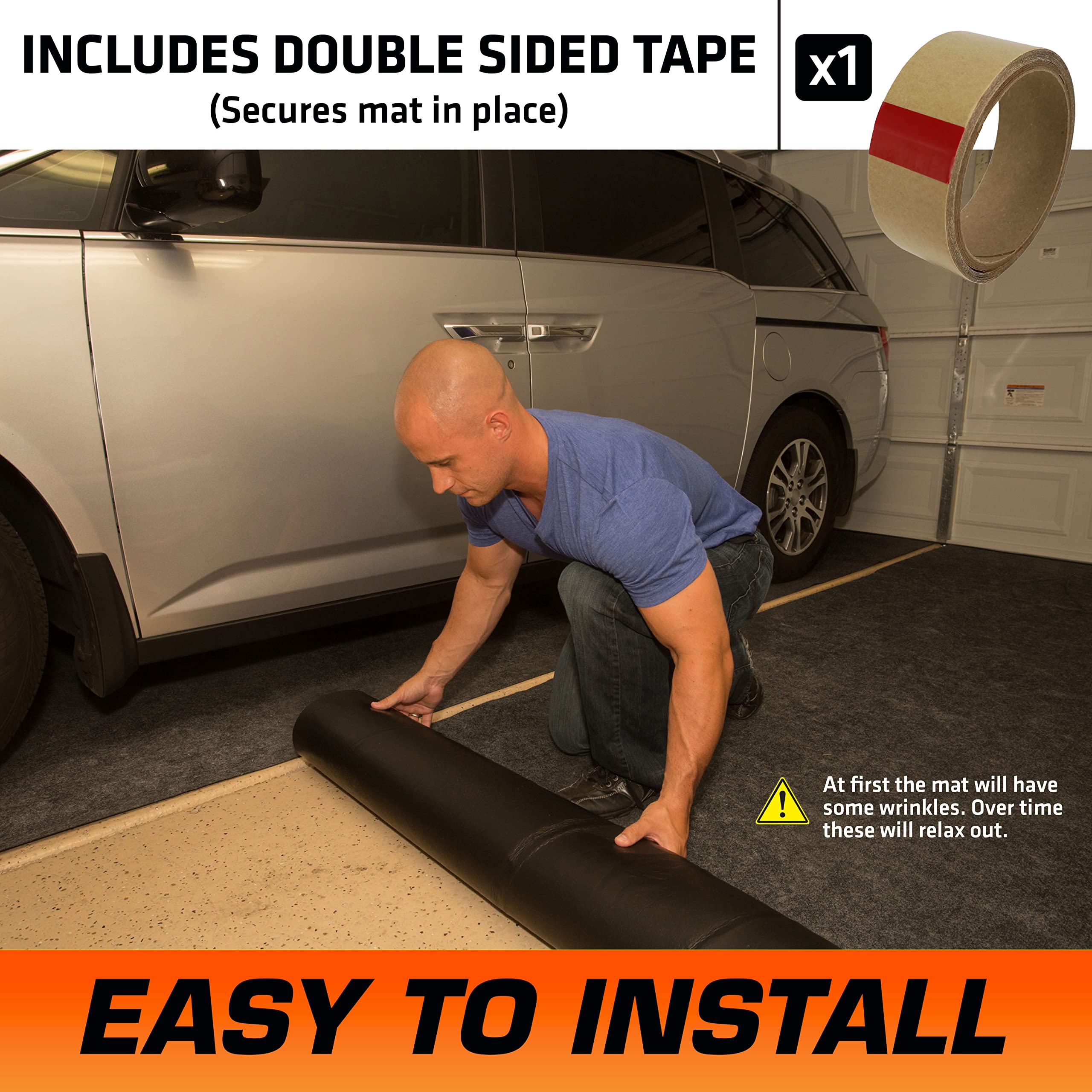 Armor All Original Xl Garage Floor Mat, (22' X 8'10''), (Includes Double Sided Tape), Protects Surfaces, Transforms Garage - Abs