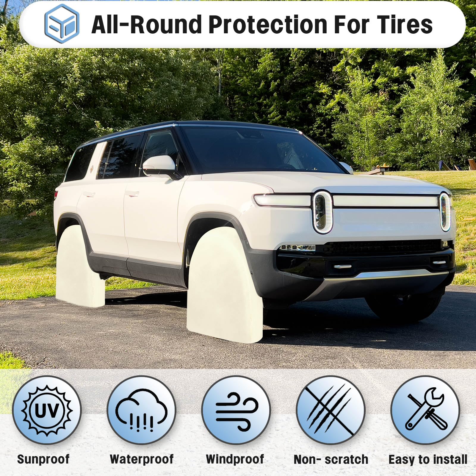 Outdoorlines Outdoor Waterproof Tire Cover Set Of 4 - Uv-Proof Trailer Wheel Cover Windproof Tire Protector For Rv Jeep Trailer