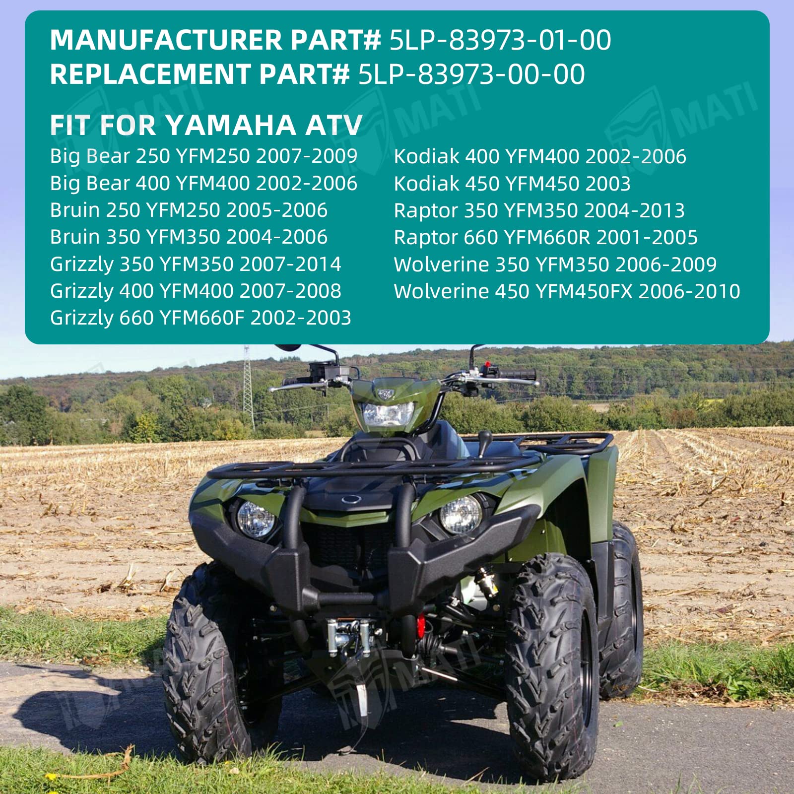 M MATI Left Handlebar Switch Control for Yamaha YFM Grizzly Kodiak Raptor Bruin - Model 5LP-83973-01-00, Plastic Construction