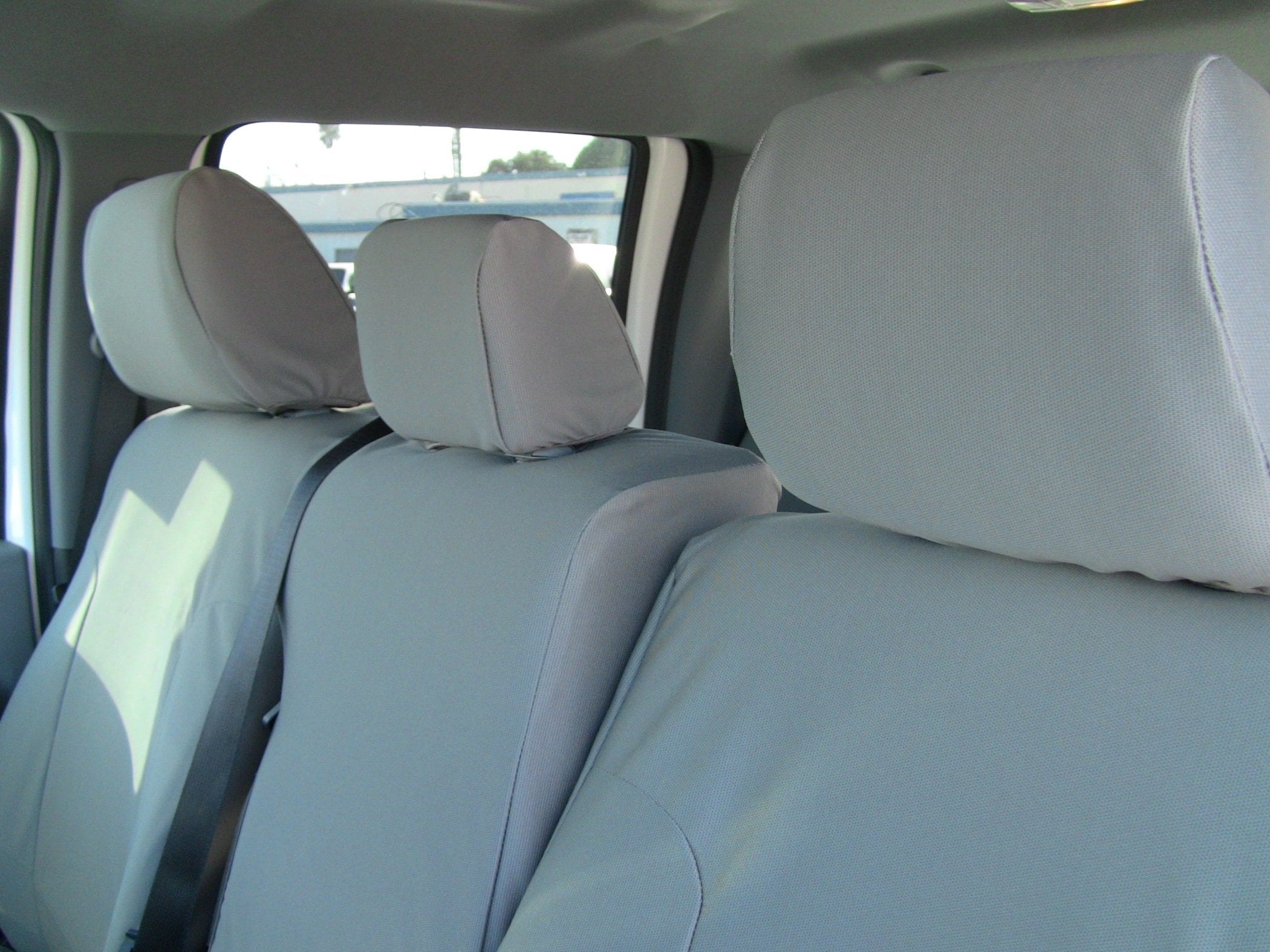 Durafit Seat Covers Front Seat Covers for 2011-2014 Ford F150-F550, Gray, 40/20/40 Split Seat with Console and Integrated Seat Belt