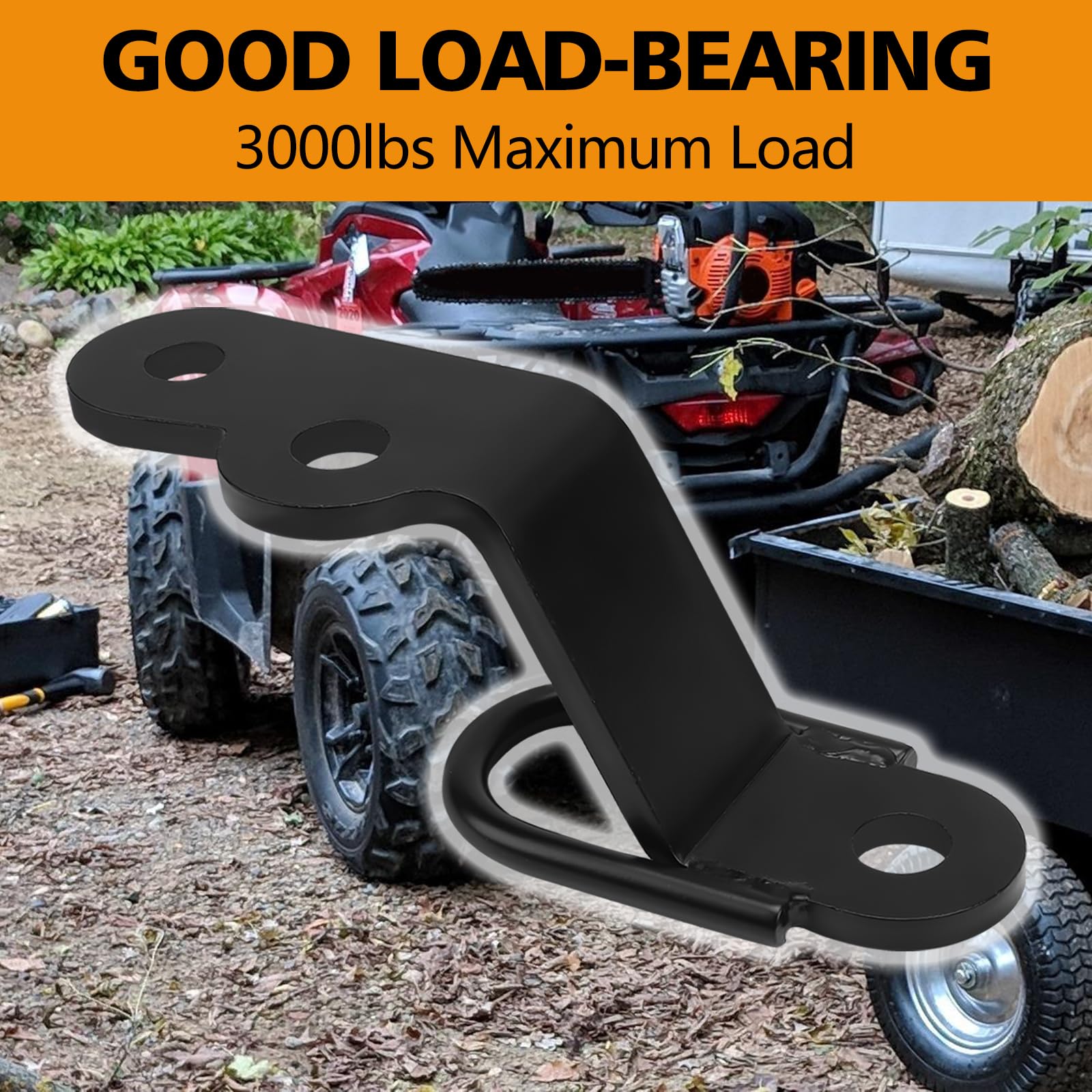 Eapele ATV/UTV Three-Way Hitch, Heavy Duty Iron Attachment, 3000lbs Load, Black
