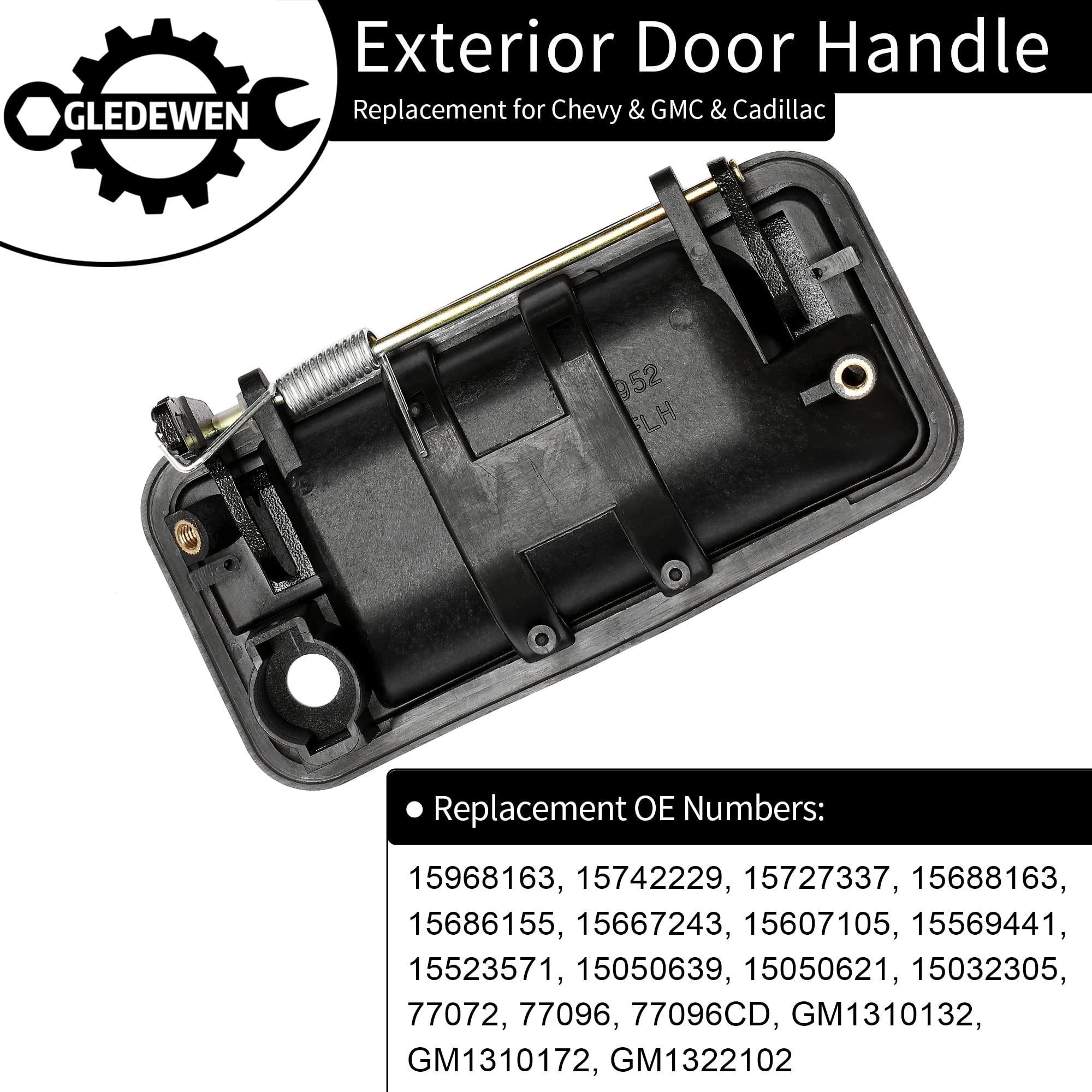 Metal Exterior Door Handle, Compatible With 1988-2001 Chevy K1500 K2500 K3500 C1500 C2500 C3500, Gmc C/K 1500 2500 3500 Pickup S