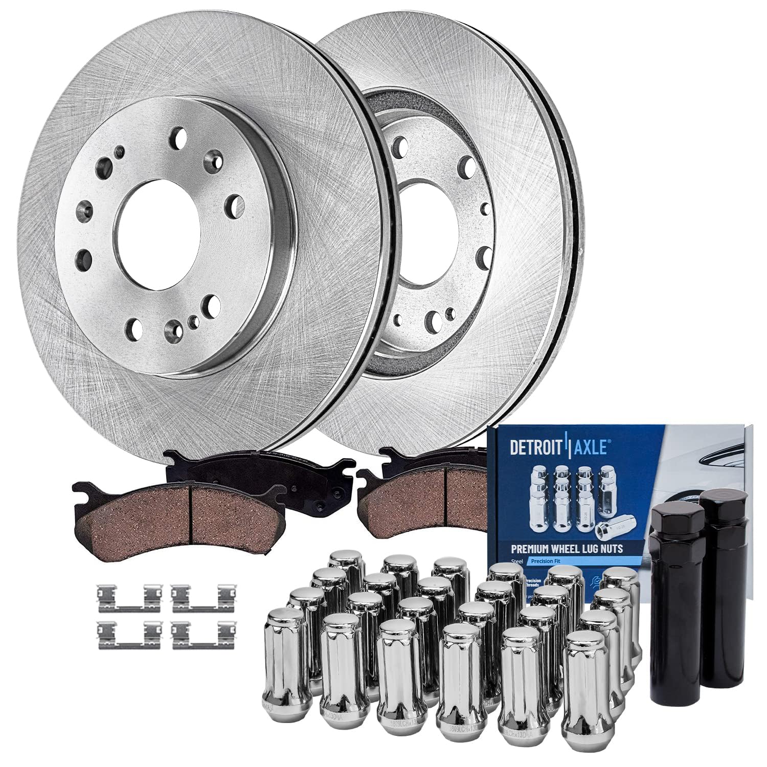 Detroit Axle - Front Brake Kit for Chevy GMC Silverado Sierra 1500 Yukon Cadillac Escalade Disc Brake Rotors Brake Pads + 24pc L