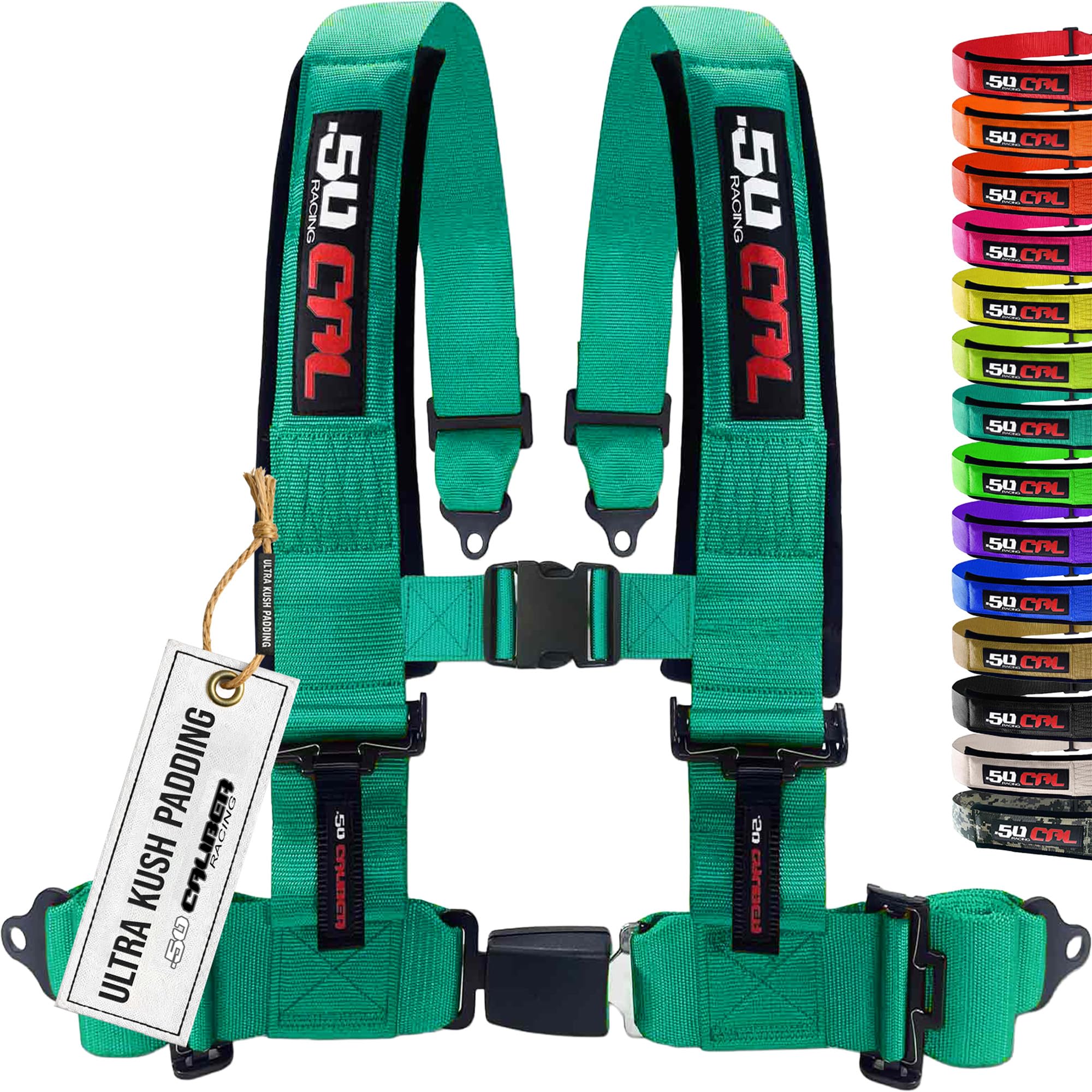 1pc 4 Point Harness for Bucket Seat Push Release 10 Color Harnesses Racing Harness 4 point Race Car UTV, RZR (Teal, 2in) [6059]
