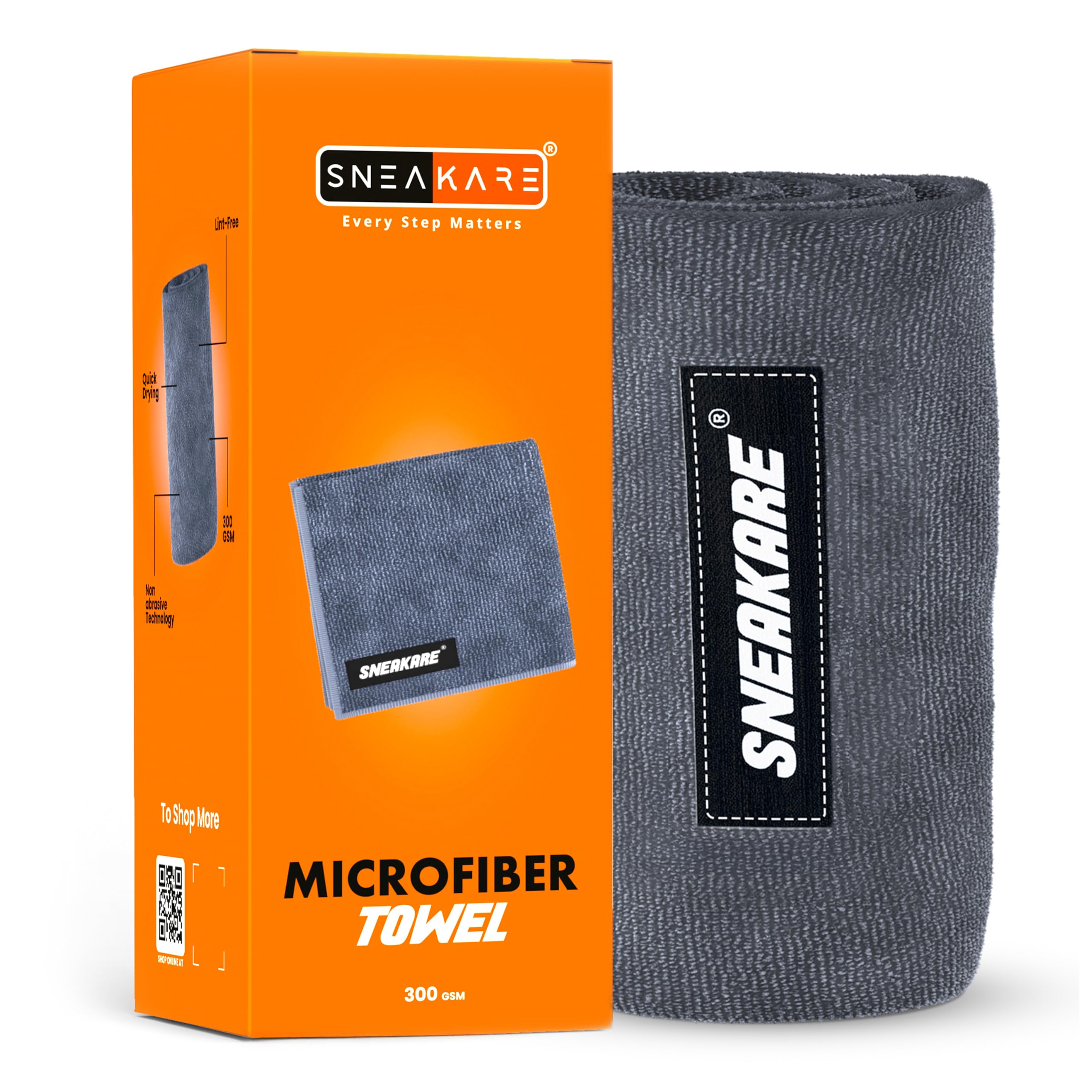 SNEAKARE Microfiber Cleaning Cloth Towel (Pack of 1) | 300 GSM UltraSoft, QuickDry, 9X Absorbent, LintFree Microfibre Towel f