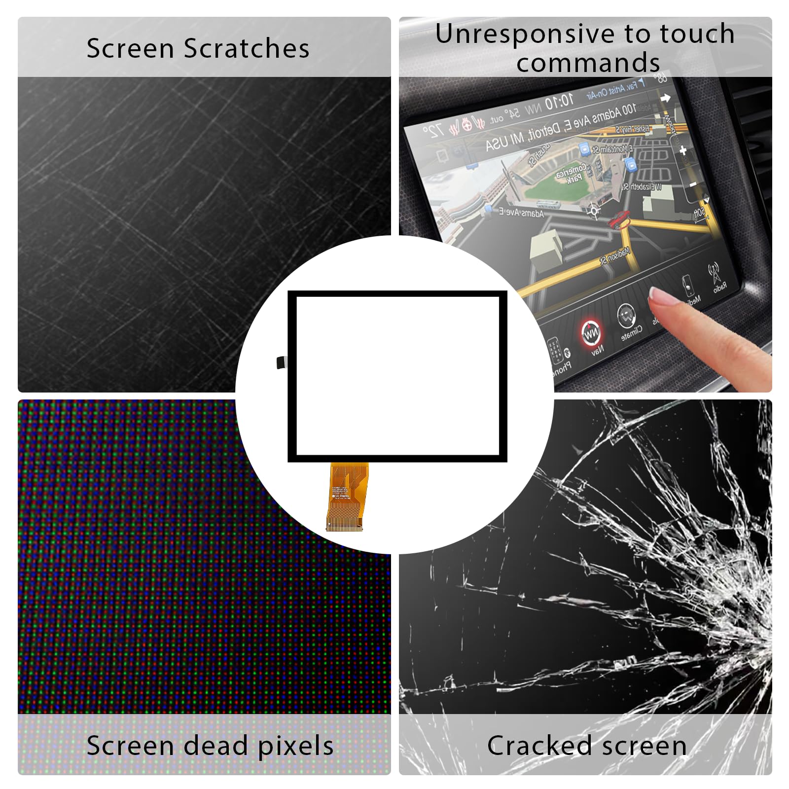 WonVon 8.4" Uconnect Screen Replacement Radio Digitizer for 2017-2022 Jeep Dodge Ram 1500 2500 3500 - Model LA084X01(SL
