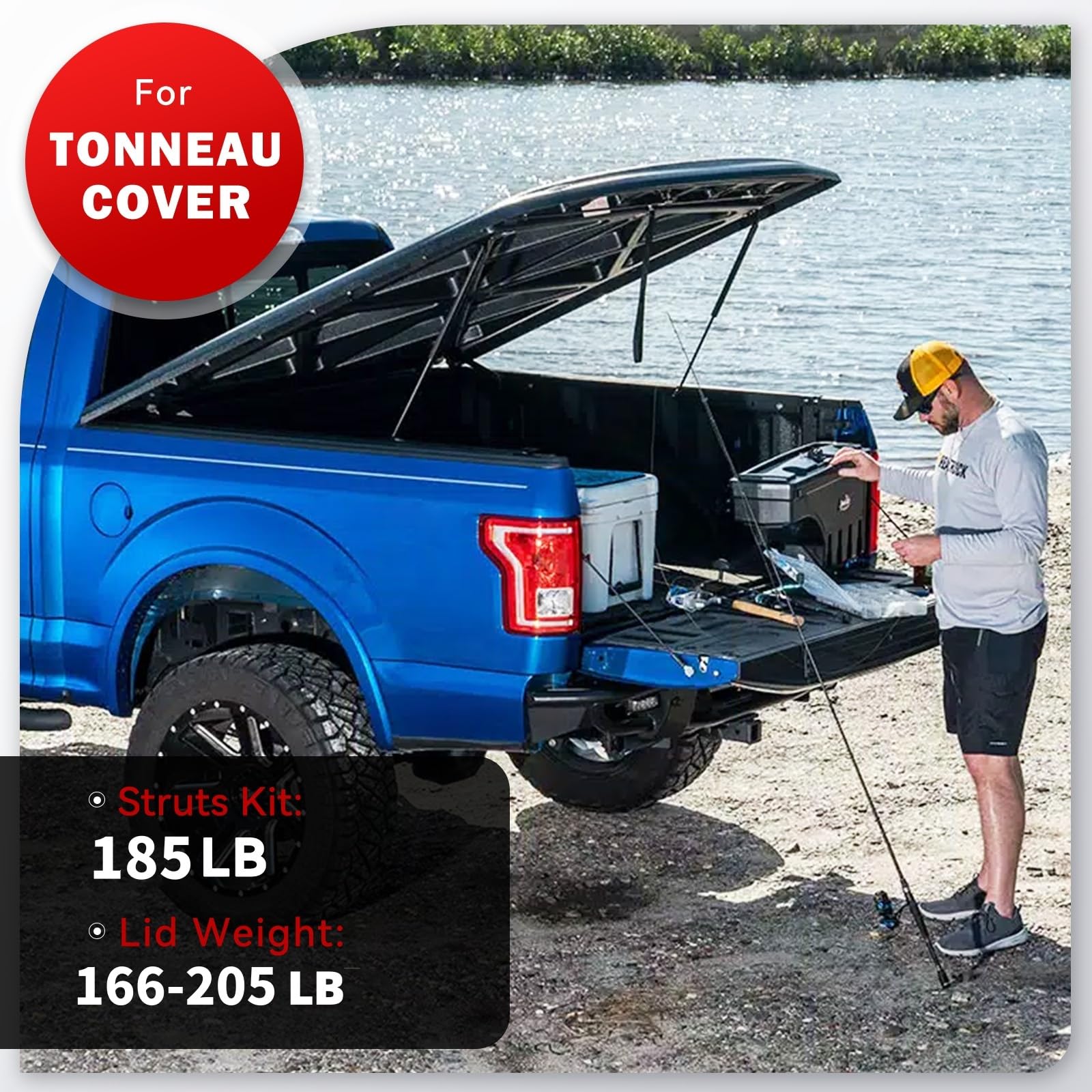 Vepagoo C1622632 35.5In 185Lb/823N Gas Shock Strut Spring Lift Support For Heavy Duty Trap Door Tonneau Cover Truck Bed Camper S