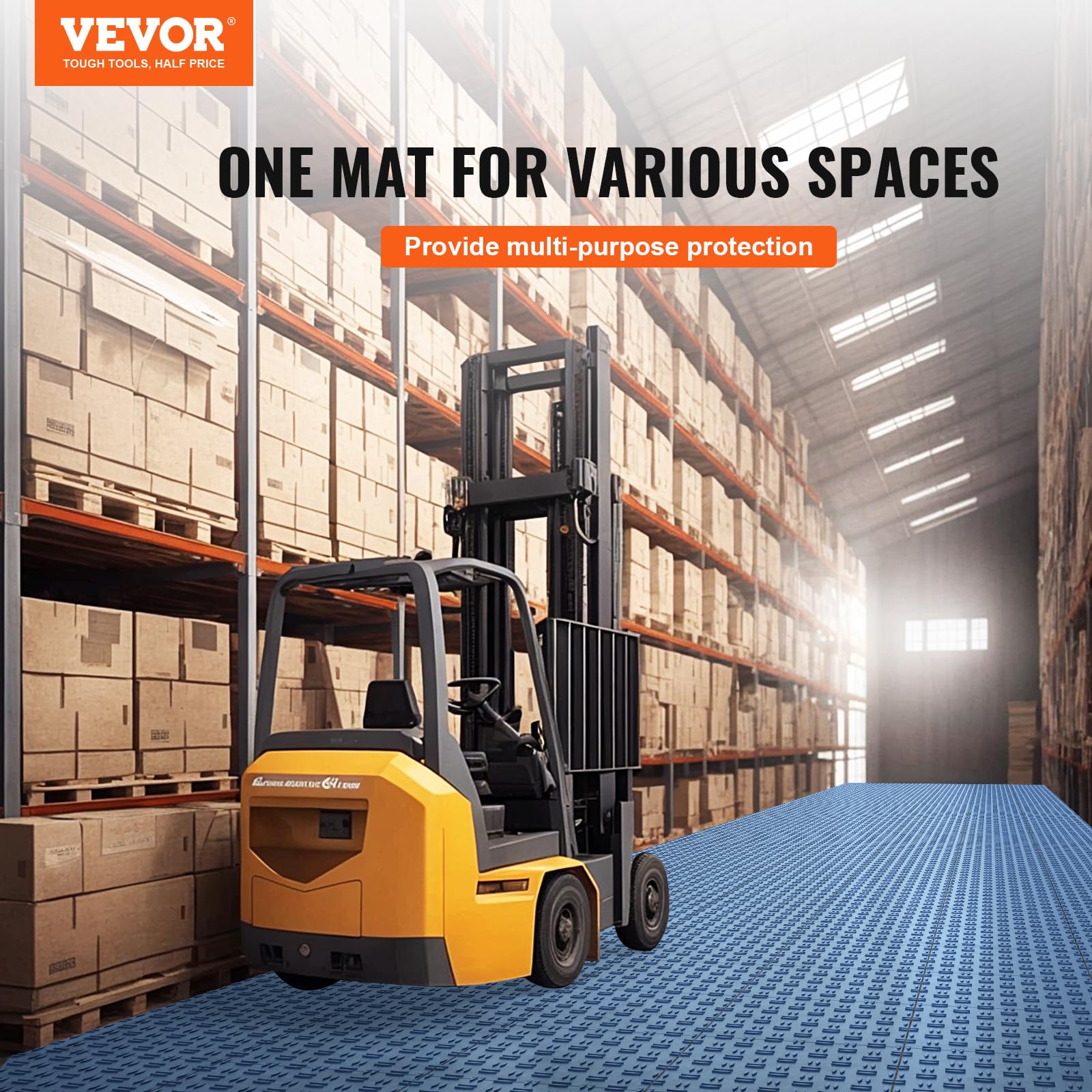 Vevor Interlocking Garage Floor Covering Tiles, 12 X 12 X 0.53 Inch, 25 Pack, Non-Slip Double-Sided Texture, For Basements, Repa