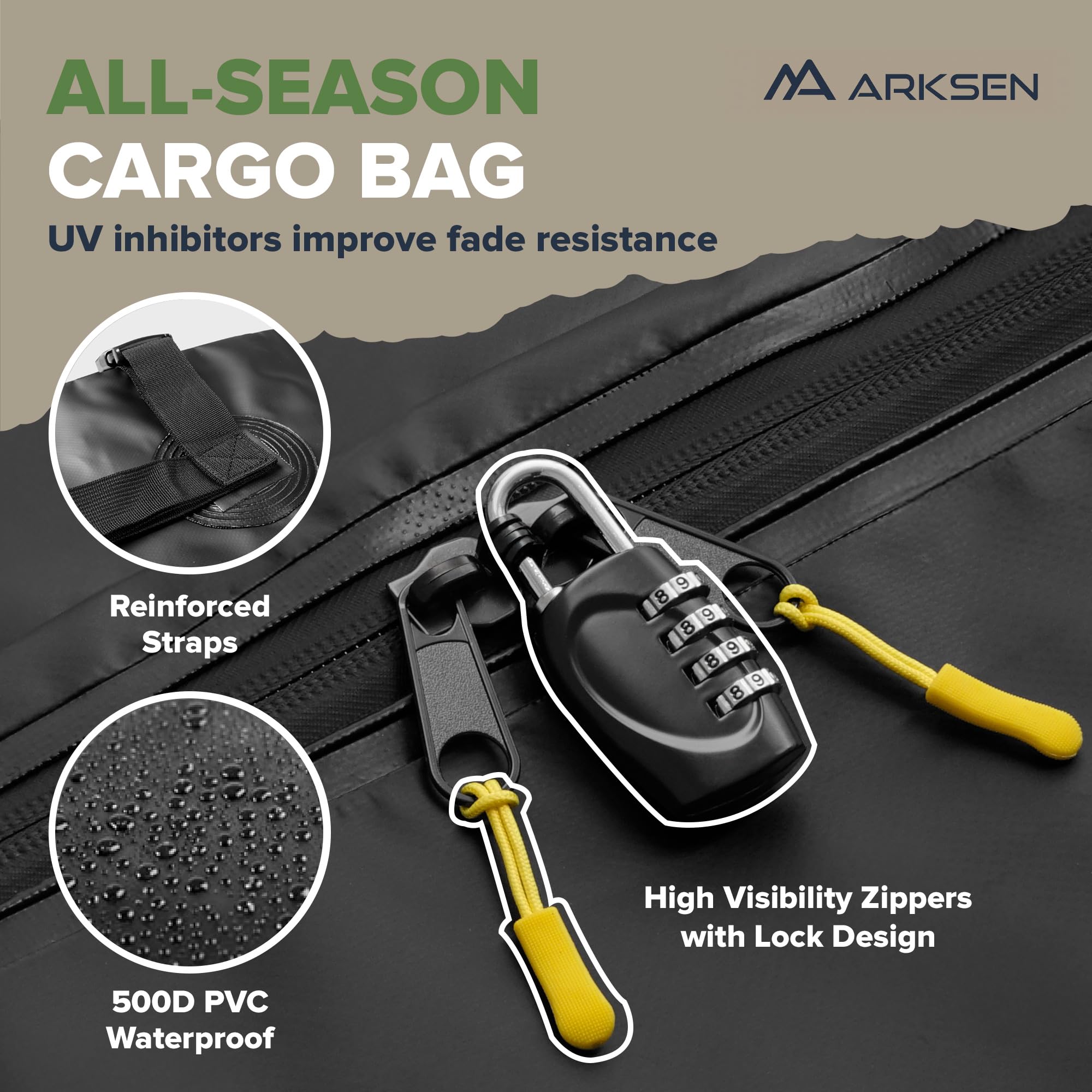 ARKSEN Heavy Duty Roof Rack Cargo Basket 84" x 50" x 6" with 500D PVC Waterproof Bag, Black, for SUV, Truck & Car
