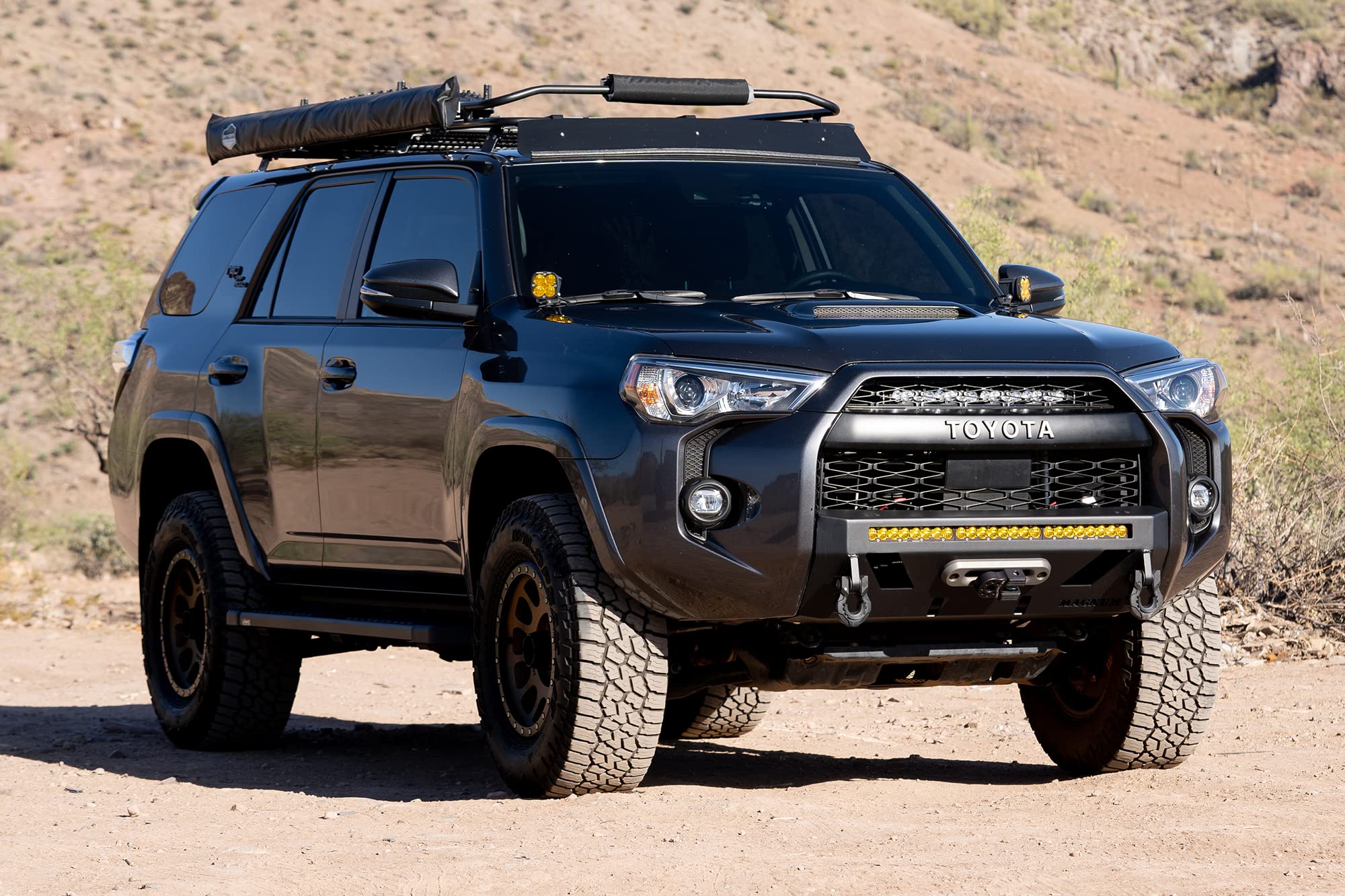 Magnum Front Bumper Winch Rt Style Guard Black For Select 2014-2024 Toyota 4Runner