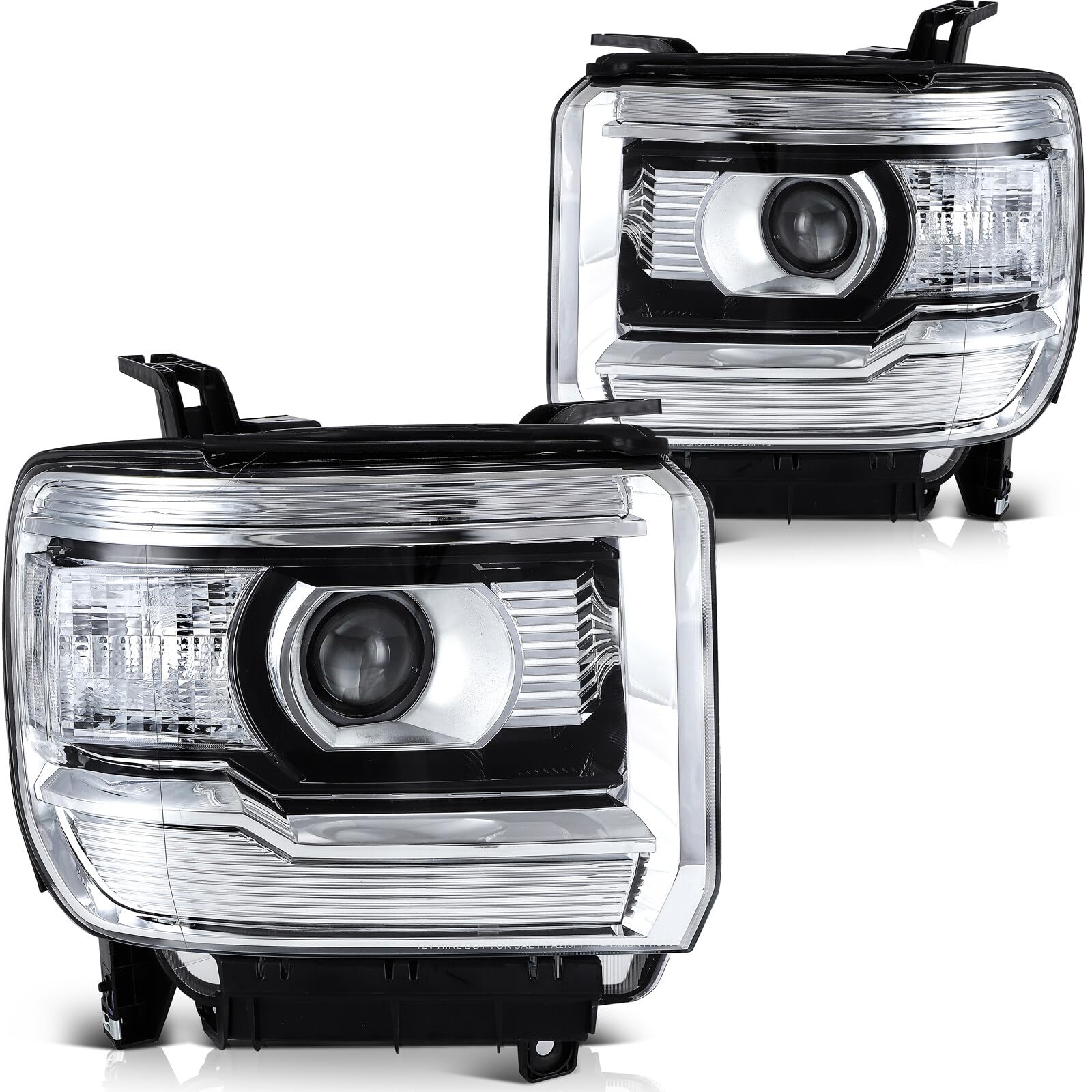 LBRST Headlight Assembly Fit 2014-2015 for Sierra 1500, 2015-2019 for Sierra 2500 HD, 2015-2019 for Sierra 3500 HD Driver & Pass