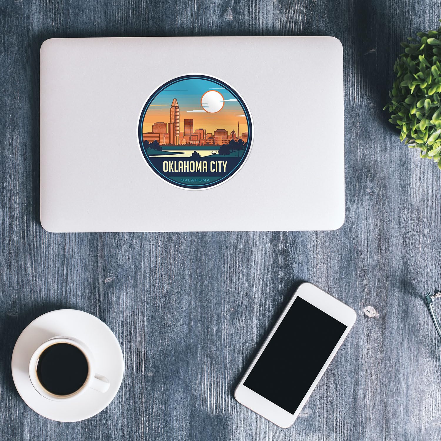 Oklahoma City Sticker - Waterproof Vinyl Decal for Car Bumper, Laptop, Water Bottle, Wall, and Window, Size - 3'' Longer Side