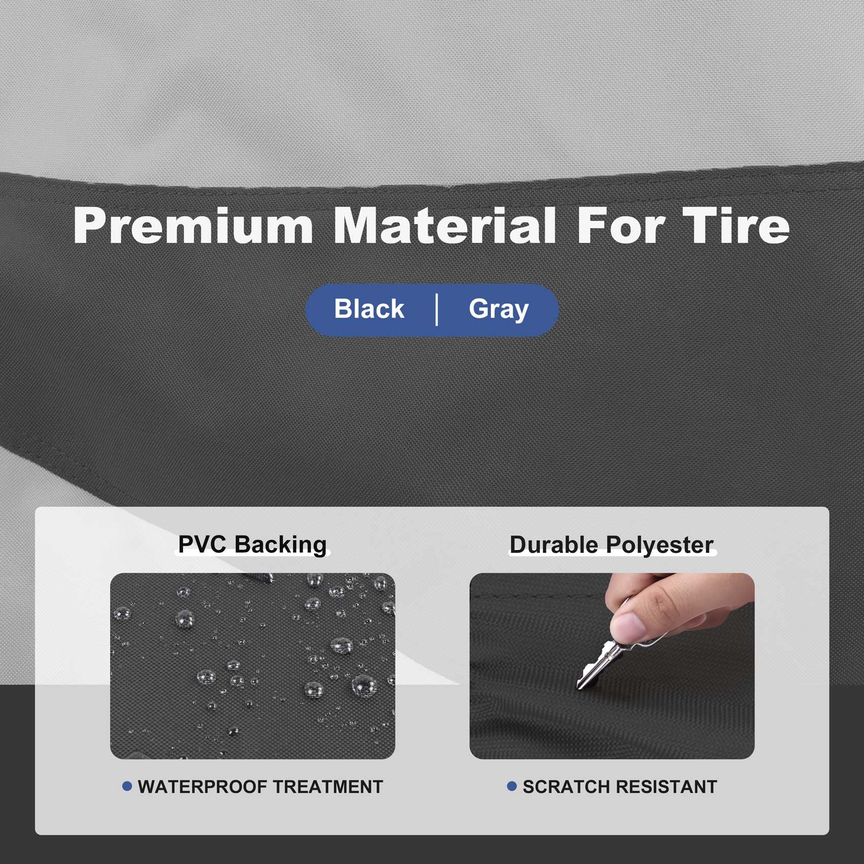 Explore Land Tire Covers 2 Pack - Tough Tire Wheel Protector For Truck, Suv, Trailer, Camper, Rv - Universal Fits Tire Diameters 29-31.75 Inches, Black & Gray