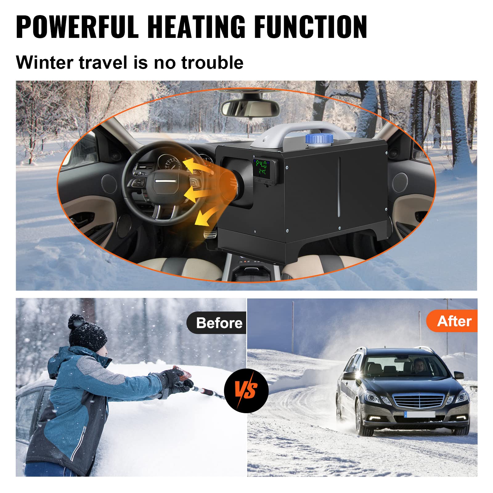 VEVOR Diesel Air Heater 8KW, All in One 12V Truck Heater, Parking Heater with Black LCD, Remote Control, Fast Heating Diesel Hea