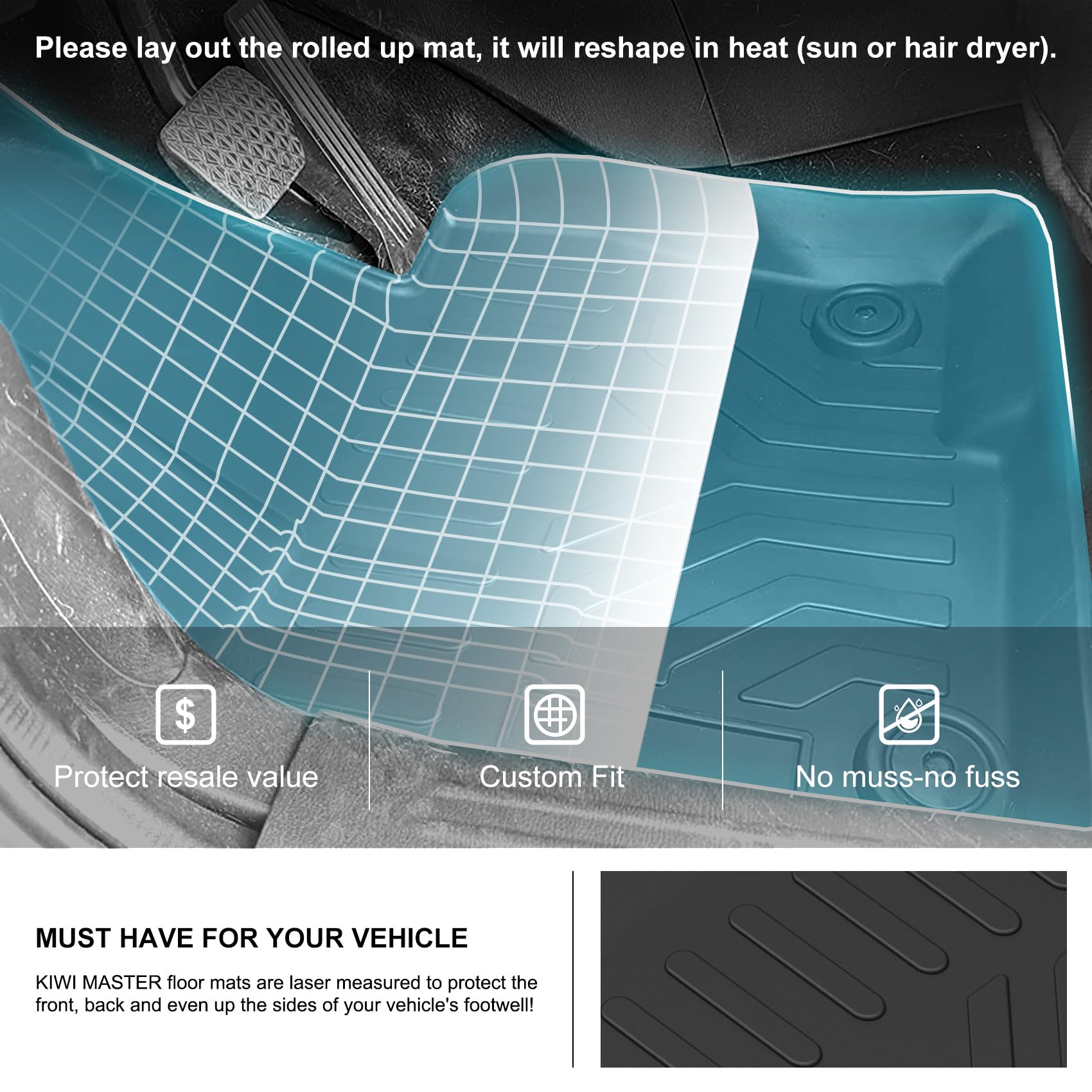 Kiwi Master Floor Mats For 2017-2025 Mazda Cx-5 All Weather Mat Liners Front Rear 2 Row Seat Tpe Slush Liner Black