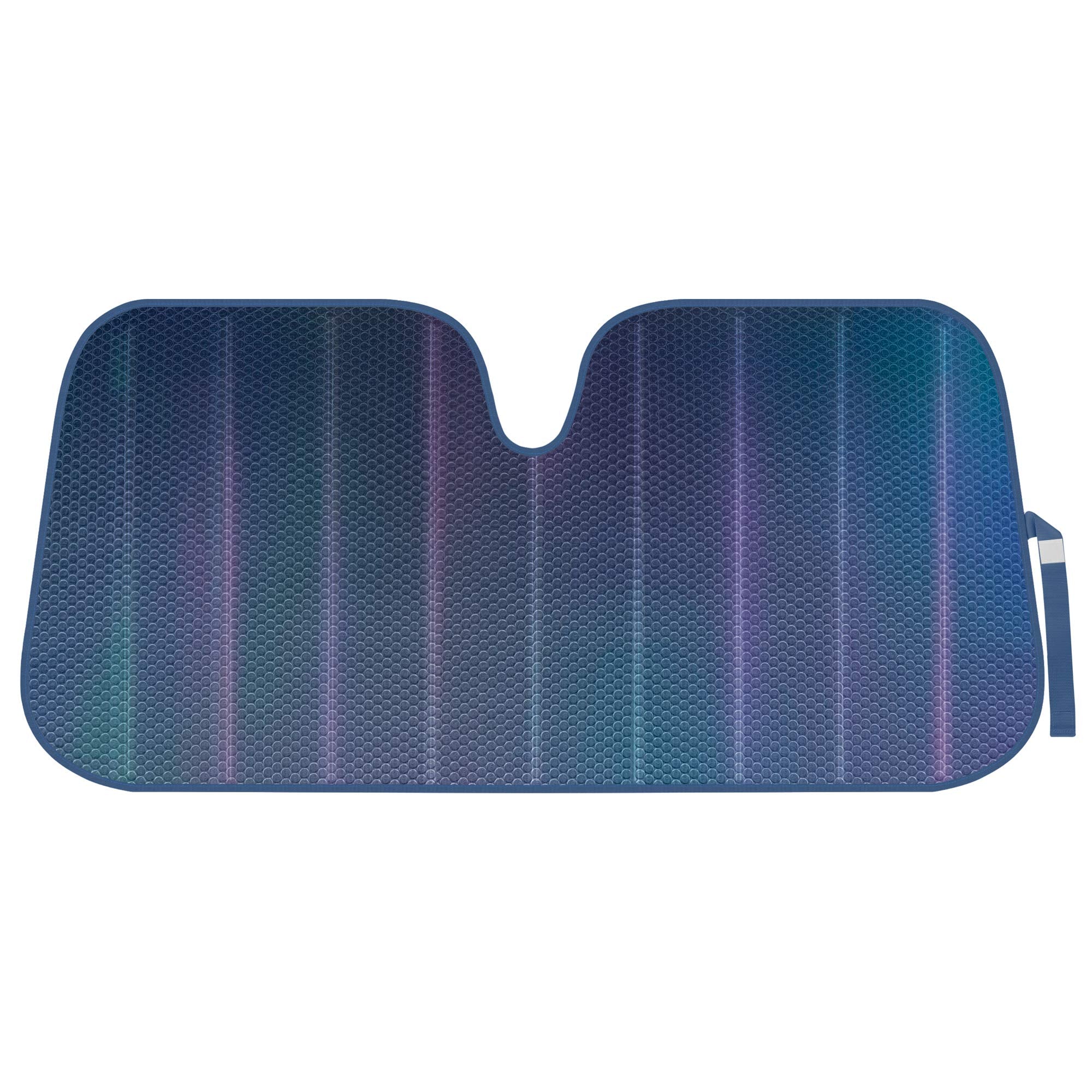 Bdk Iridescent Matte Black Front Windshield Sunshade Accordion Folding Style Auto Shade For Car Truck Suv Van Blocks Uv Rays Sun Visor Protector Easy Setup Keeps Your Vehicle Cool - 58 X 27 Inches