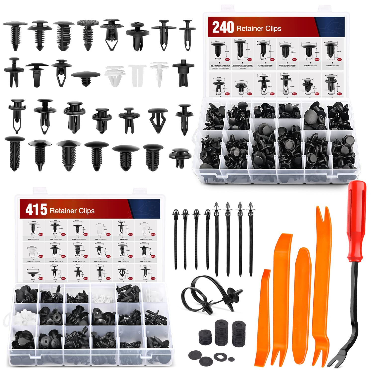 Nilight 700Pcs Car Push Retainer Clips & Auto Fasteners Assortment -30 Most Popular Sizes Nylon Bumper Fender Rivets With 10 Cab